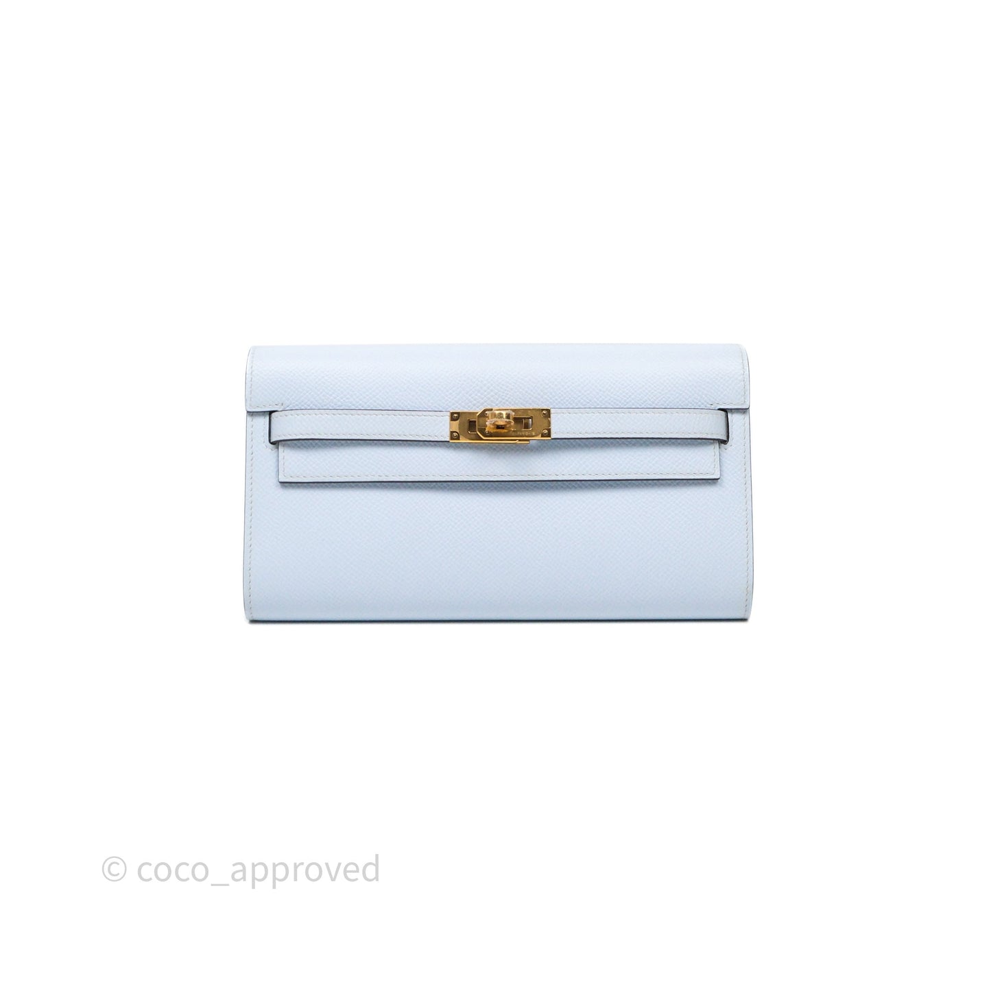Hermes Kelly To Go Bleu Brume Epsom Gold Hardware
