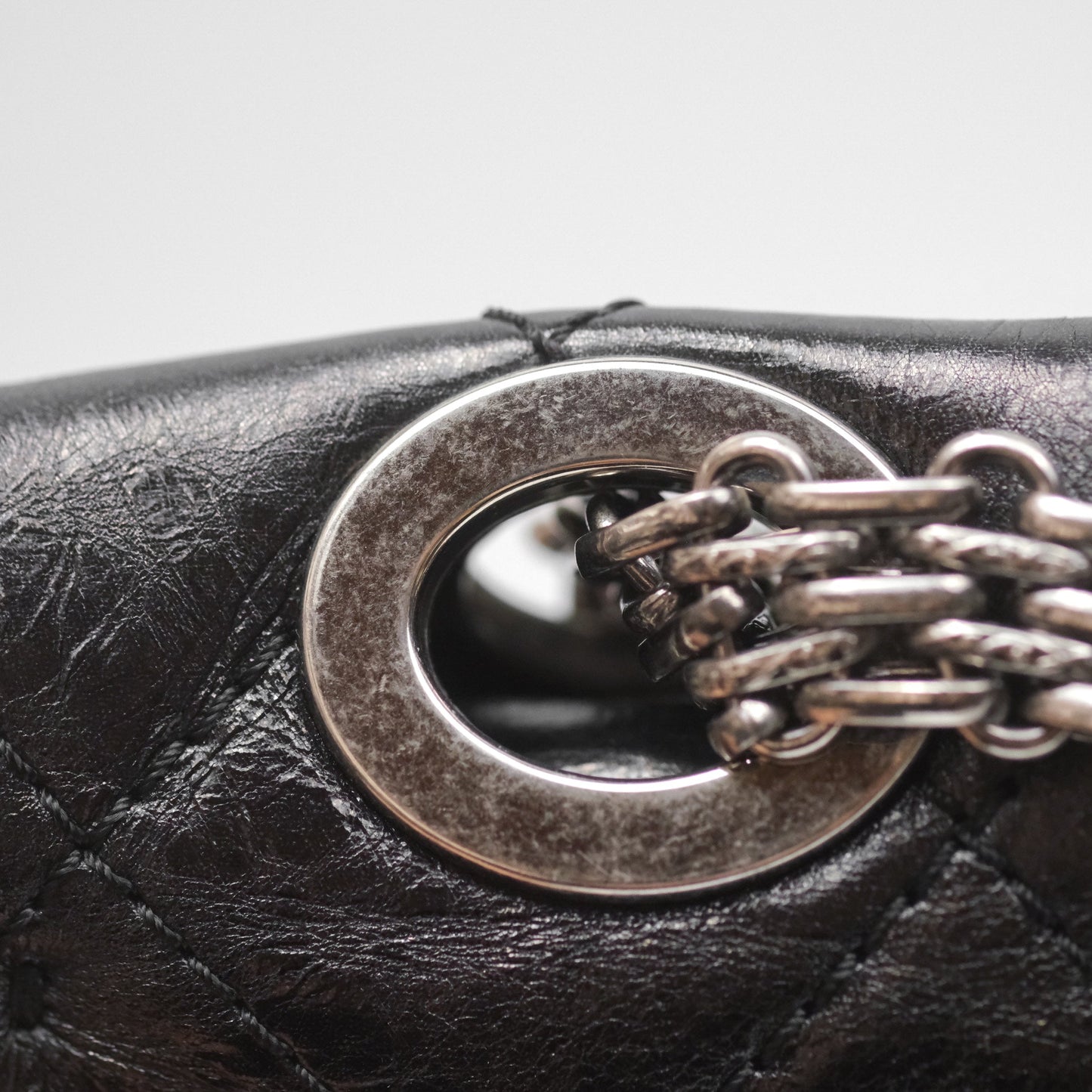 Chanel 228 Reissue Flap Quilted Black Crumpled Calfskin Ruthenium Hardware
