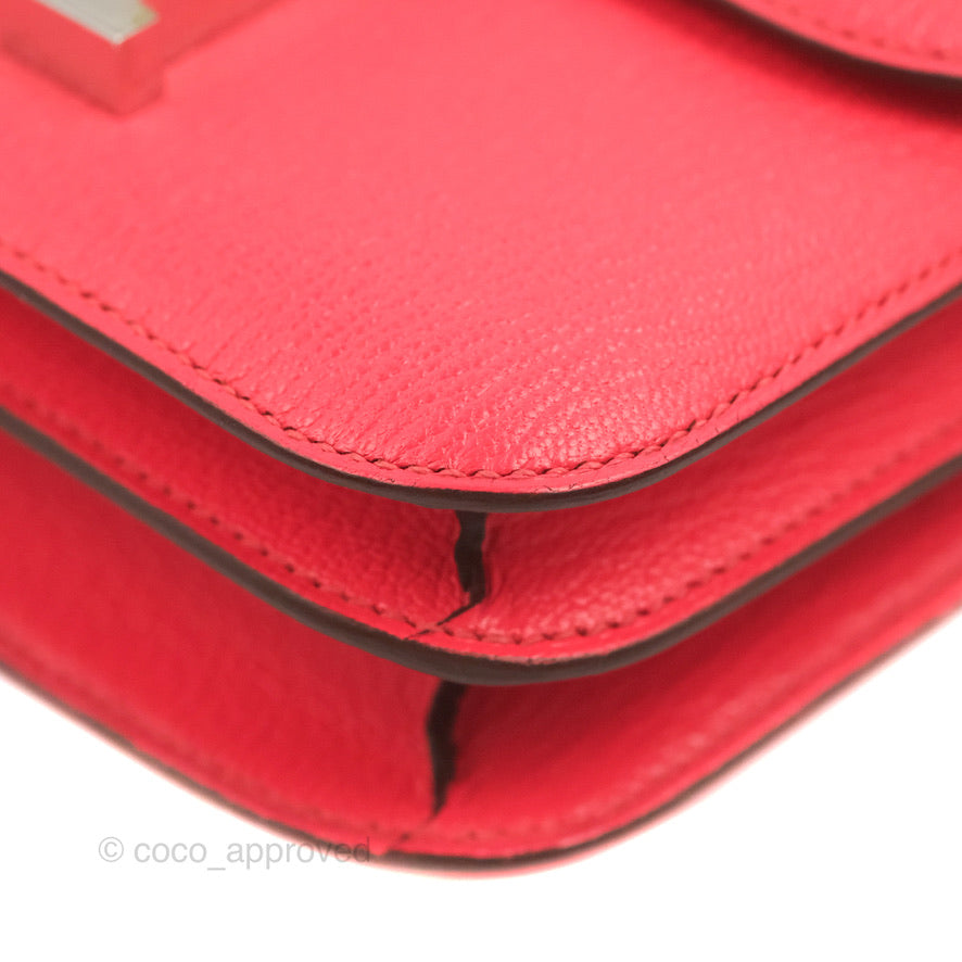 Hermès Constance Mini 18cm Rose Texas Chevre Mysore Palladium Hardware