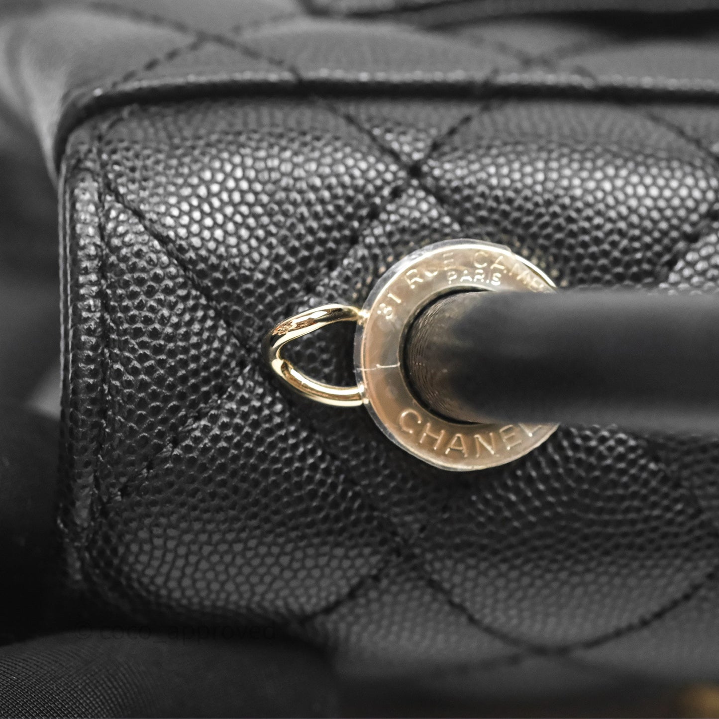 Chanel Mini Coco Handle Quilted Black Caviar Gold Hardware
