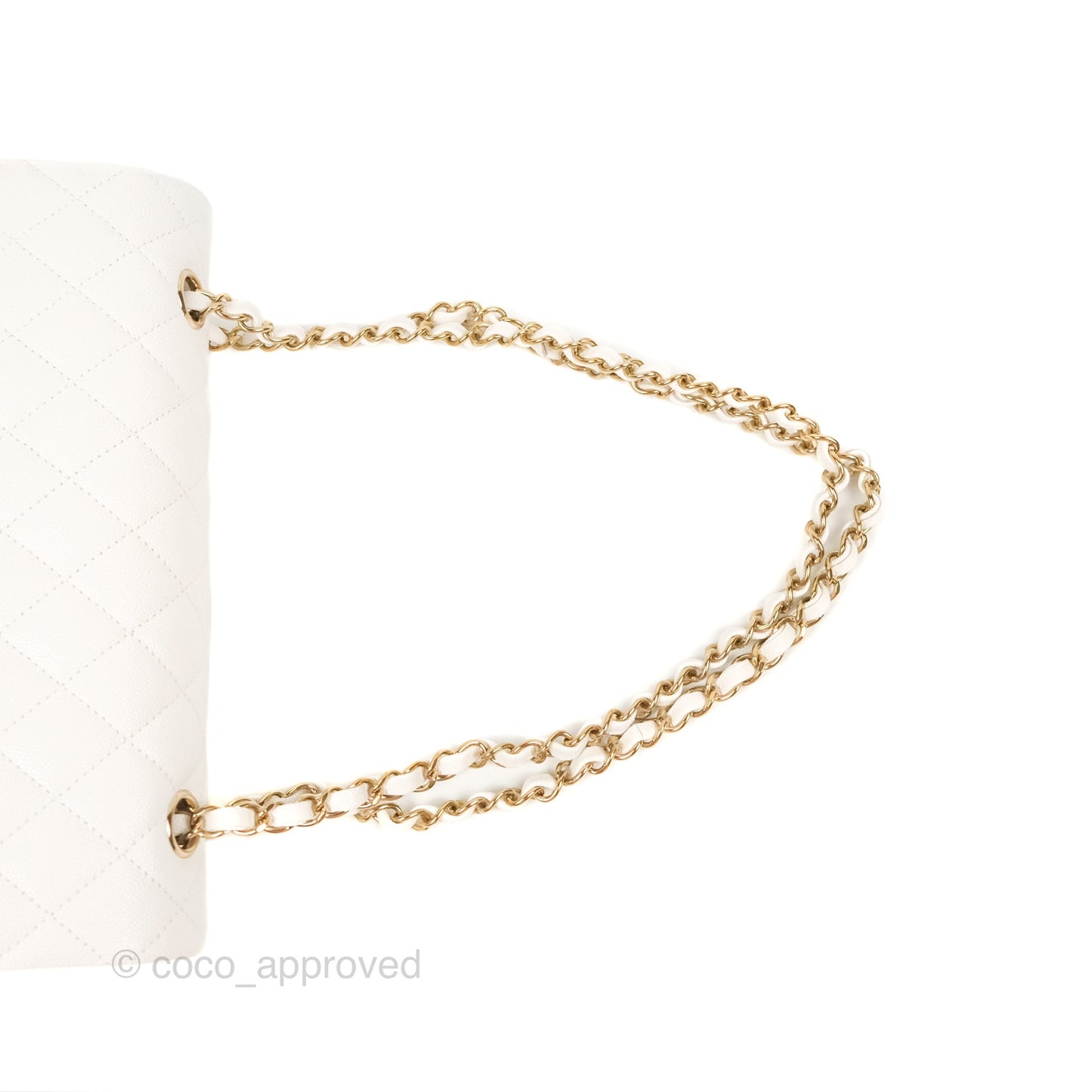 Chanel Classic M/L Medium Flap Quilted White Caviar Gold Hardware