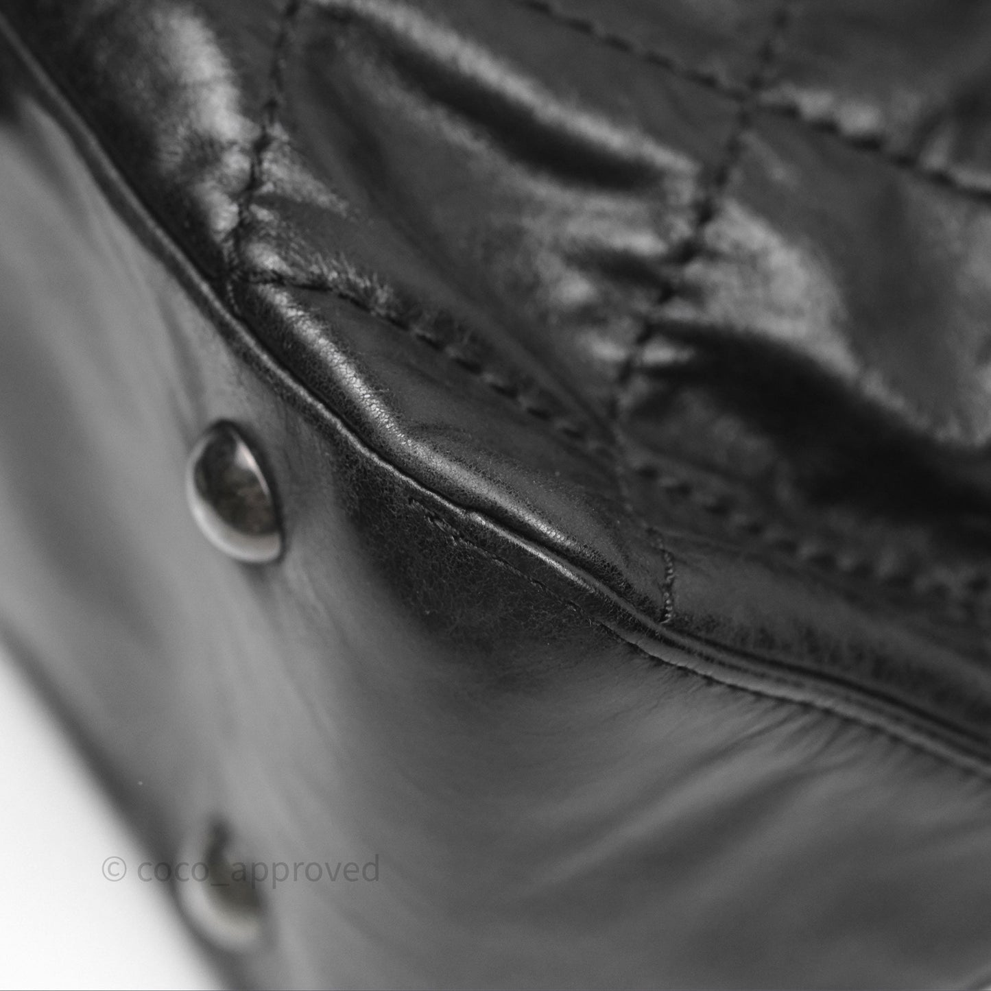 Chanel Quilted Coco Supple Hobo Black Aged Calfskin Ruthenium Hardware