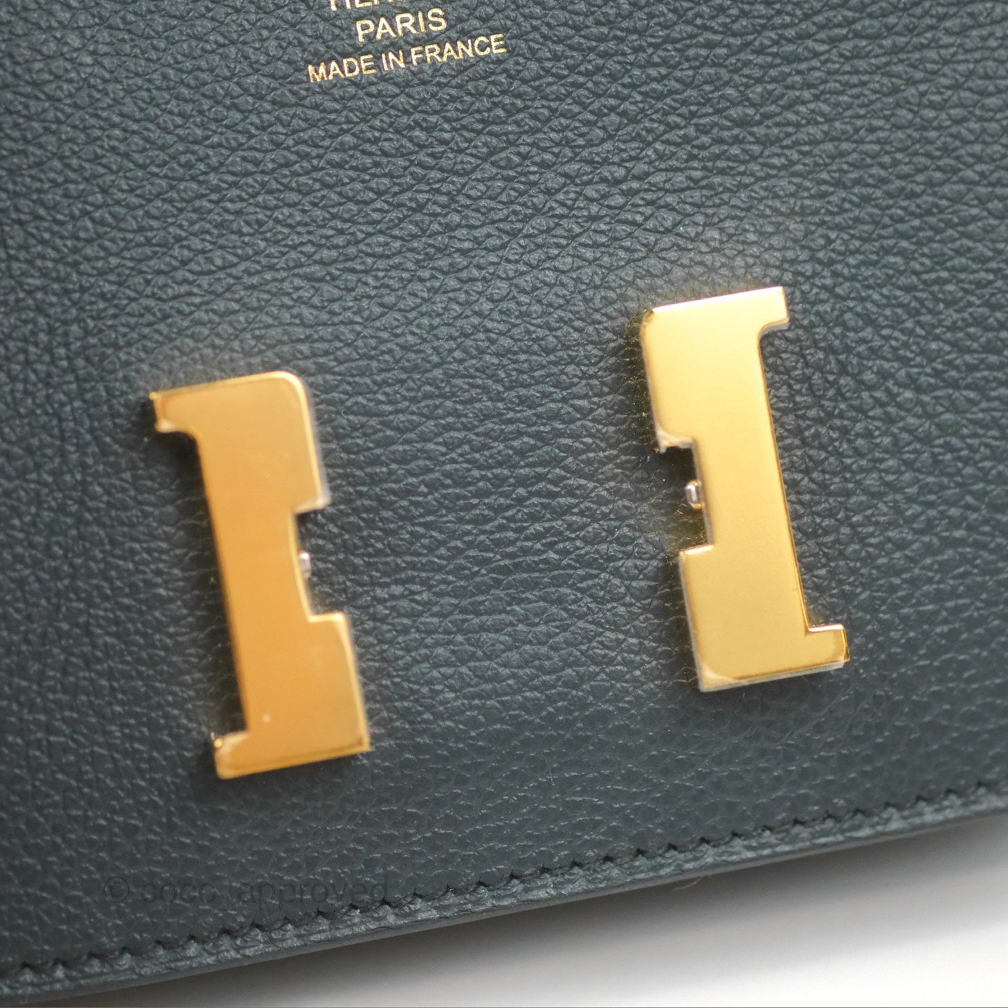 Hermès Constance Slim Wallet Vert Rousseau / Mauve Pale Evercolor Gold Hardware