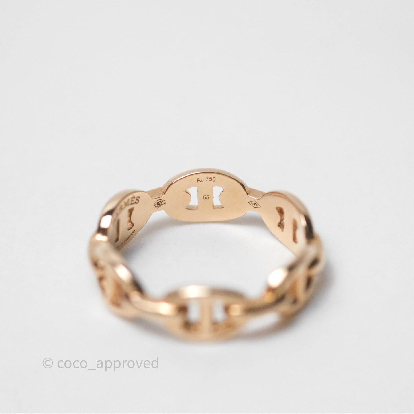 Hermès Chaine d'Ancre Enchainee Band Ring PM Rose Gold 55