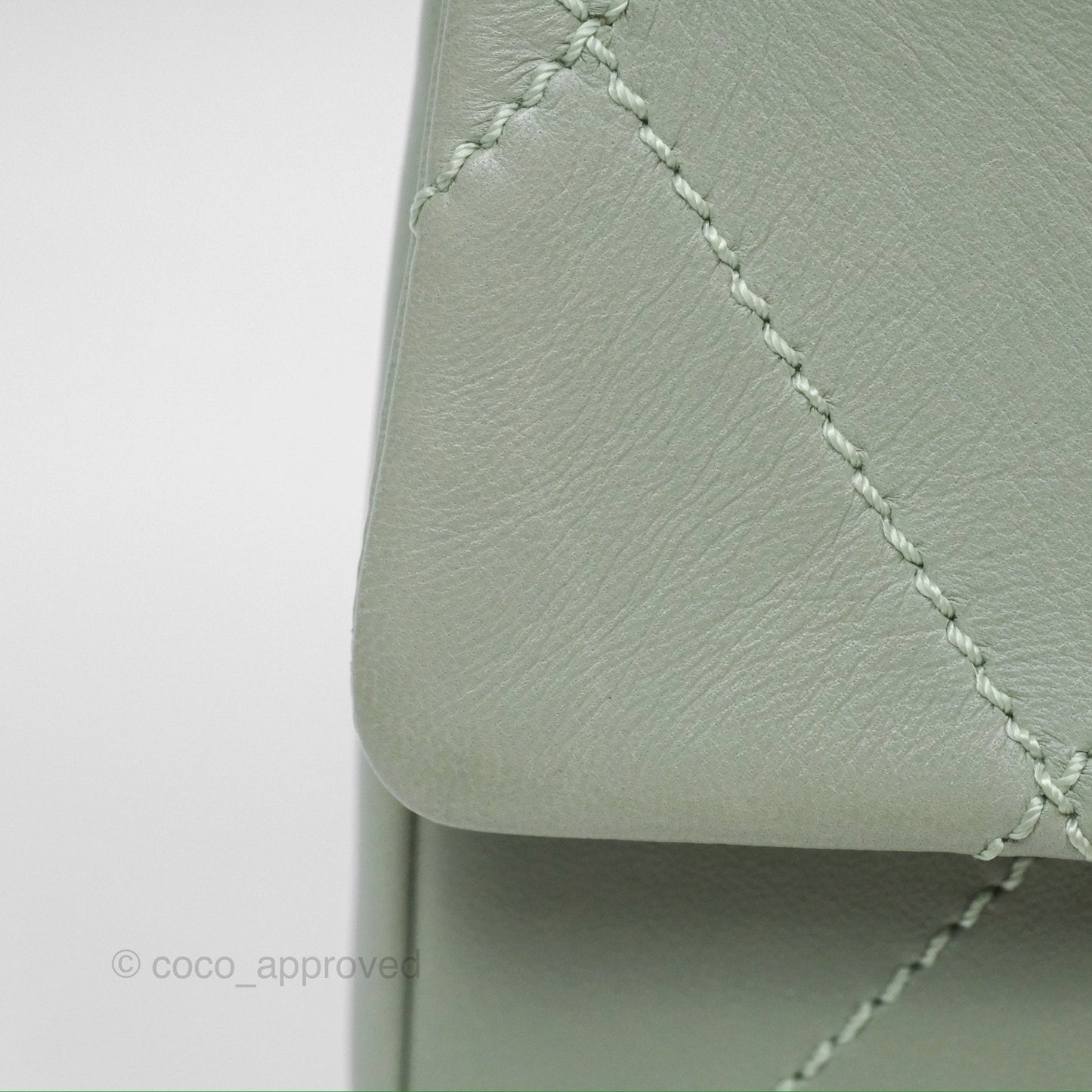 Chanel CC East West Flap Bag Lambskin Mint Green Silver Hardware