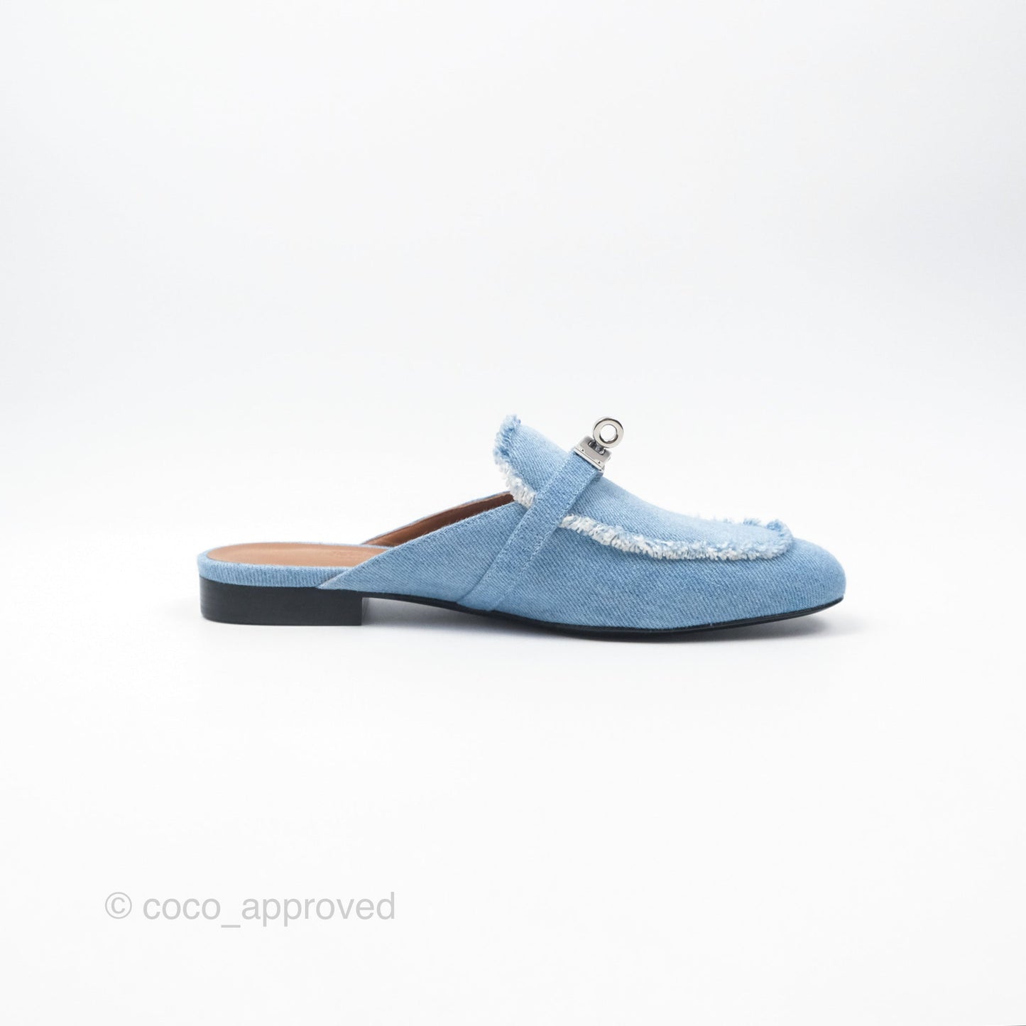 Hermès Oz Mule Denim Bleu Clair Palladium Hardware Size 37C