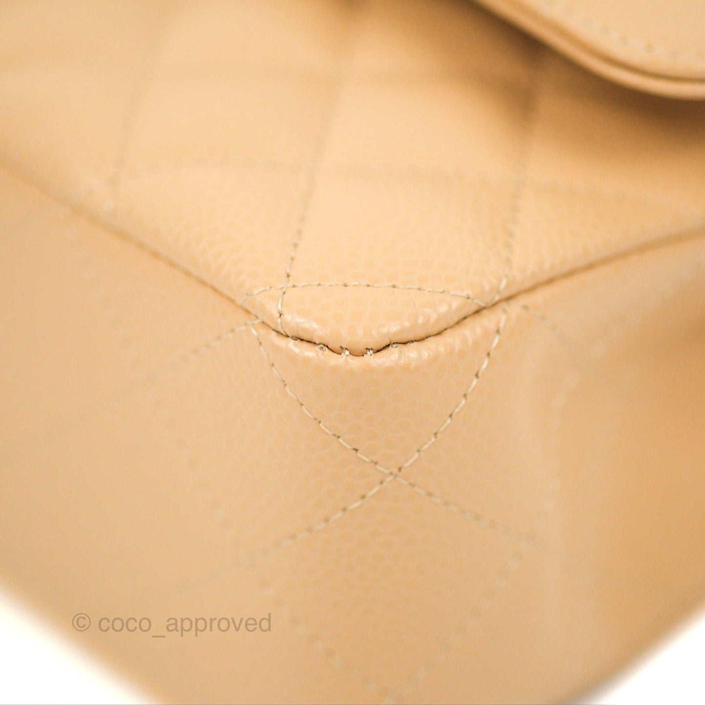 Chanel Classic M/L Medium Flap Quilted Beige Caviar Gold Hardware