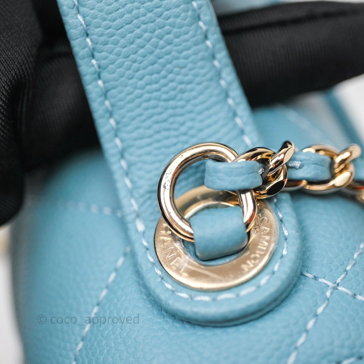 Chanel Small Quilted Business Affinity Flap Caviar Blue Gold Hardware