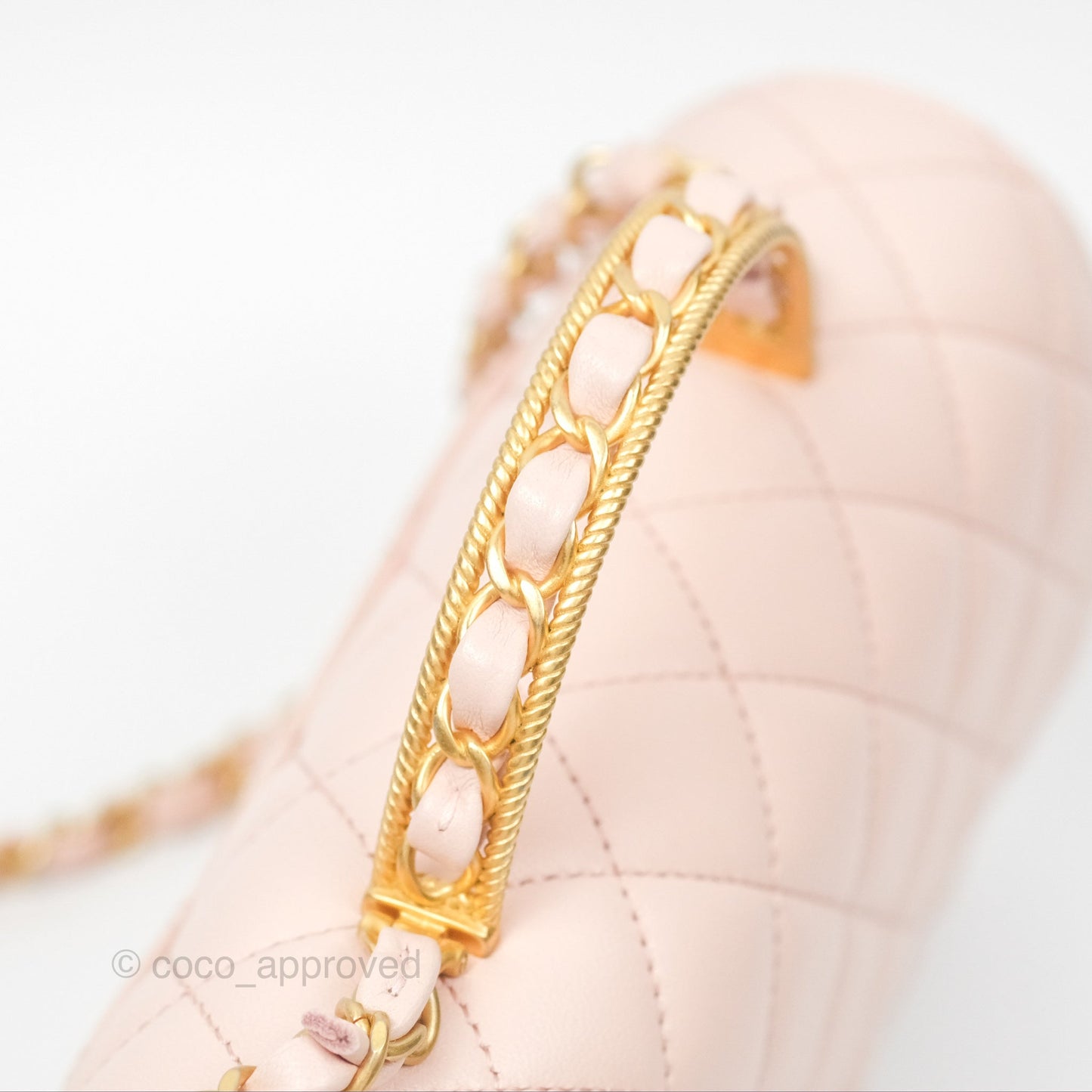 Chanel Top Handle Mini Rectangular Flap Bag Light Pink Lambskin Aged Gold Hardware