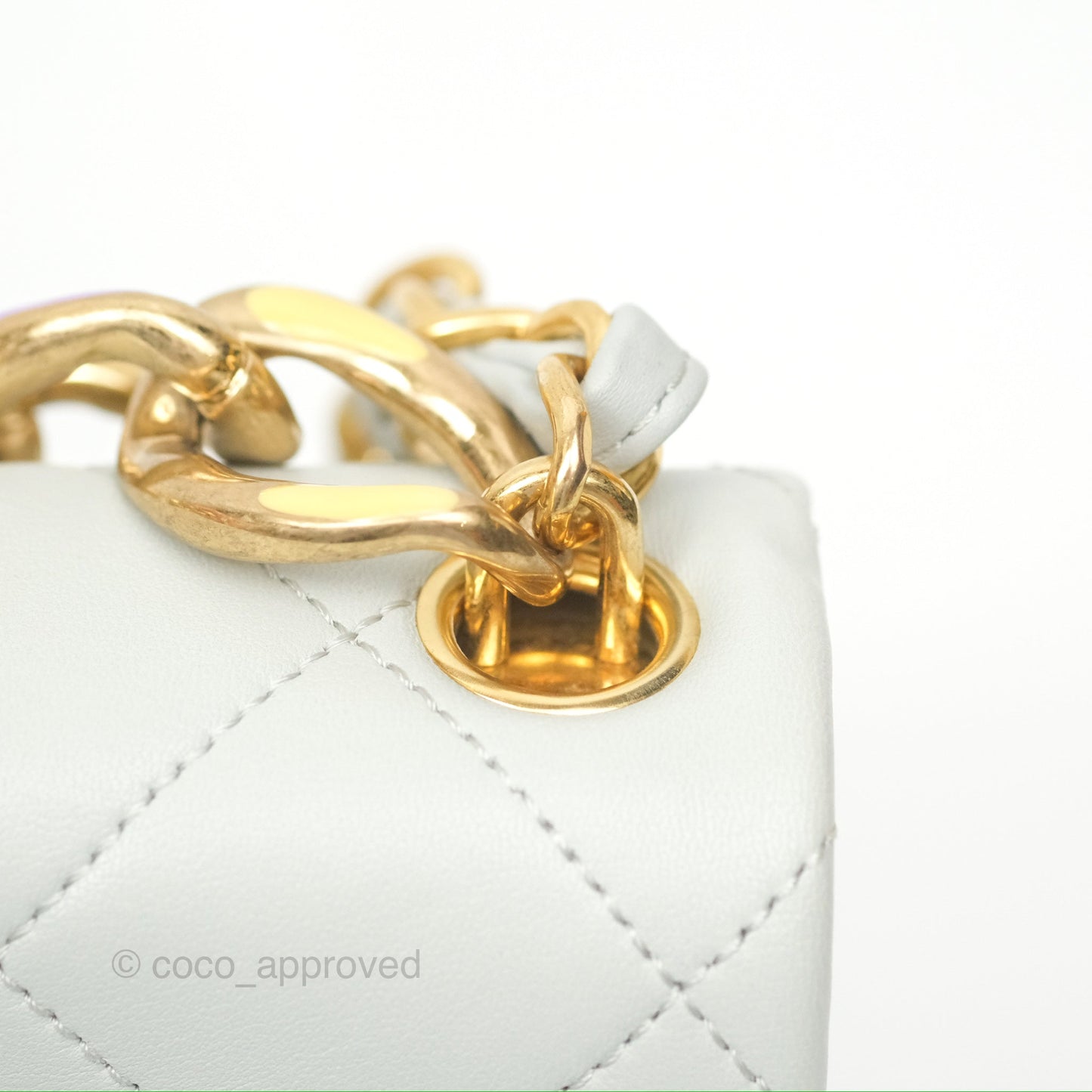 Chanel Chain Handle Flap Light Grey Calfskin Aged Gold Hardware
