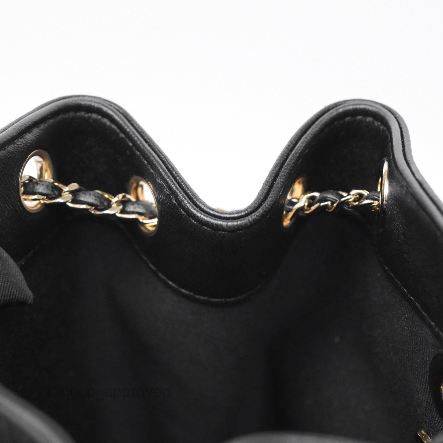 Chanel Small Duma Drawstring Backpack Black Lambskin Gold Hardware