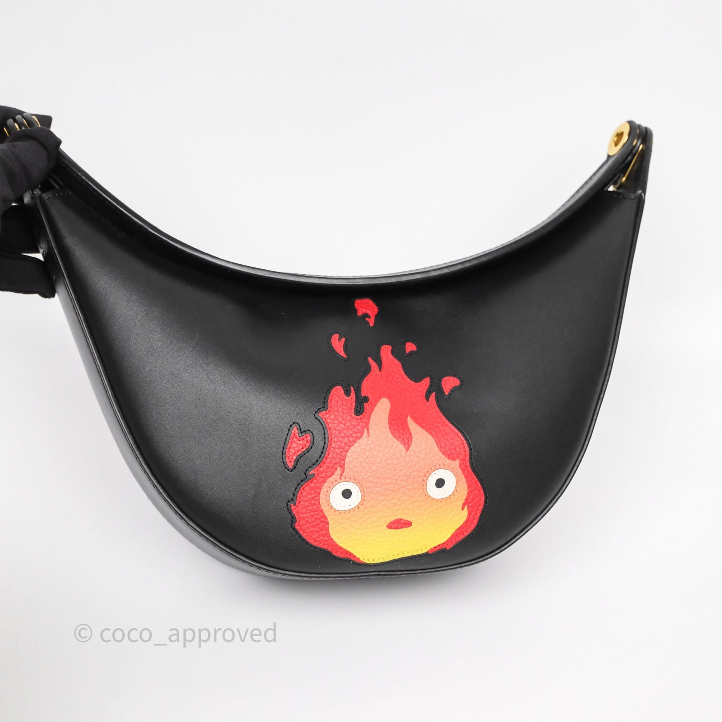 Loewe x Howls Calcifer Luna Shoulder Bag In Black Calfskin