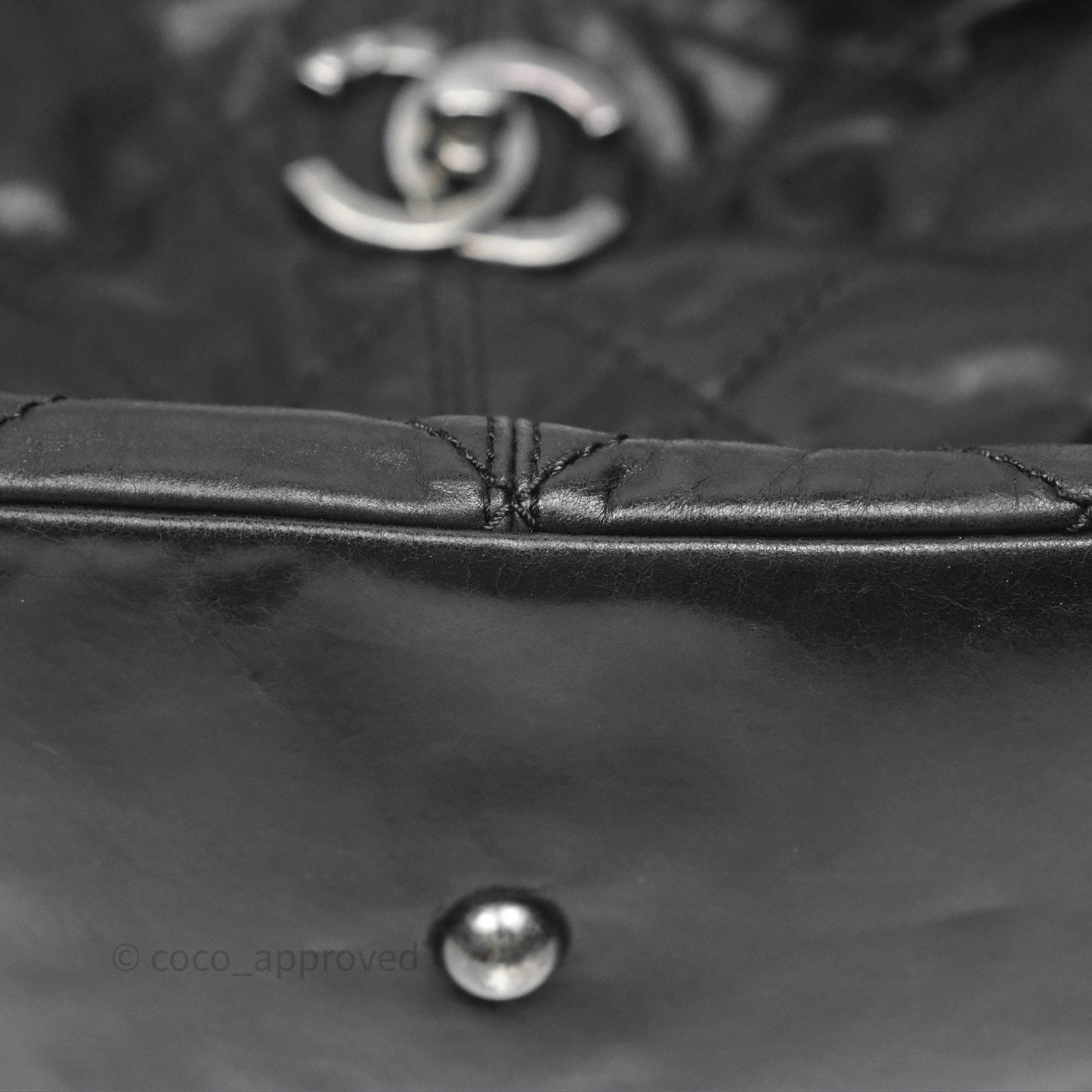 Chanel Quilted Coco Supple Hobo Black Aged Calfskin Ruthenium Hardware