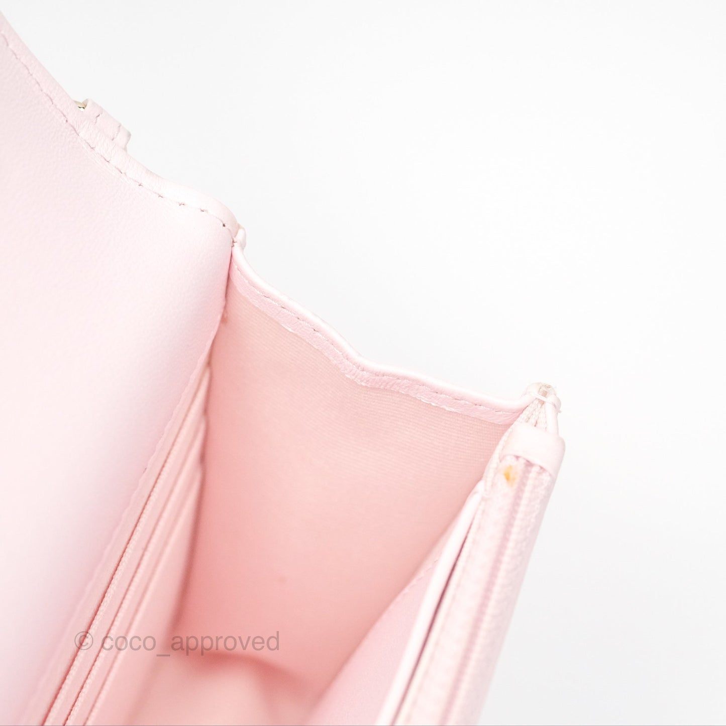 Chanel Wallet On Chain WOC Pearl Chain Iridescent Light Pink Lambskin Gold Hardware