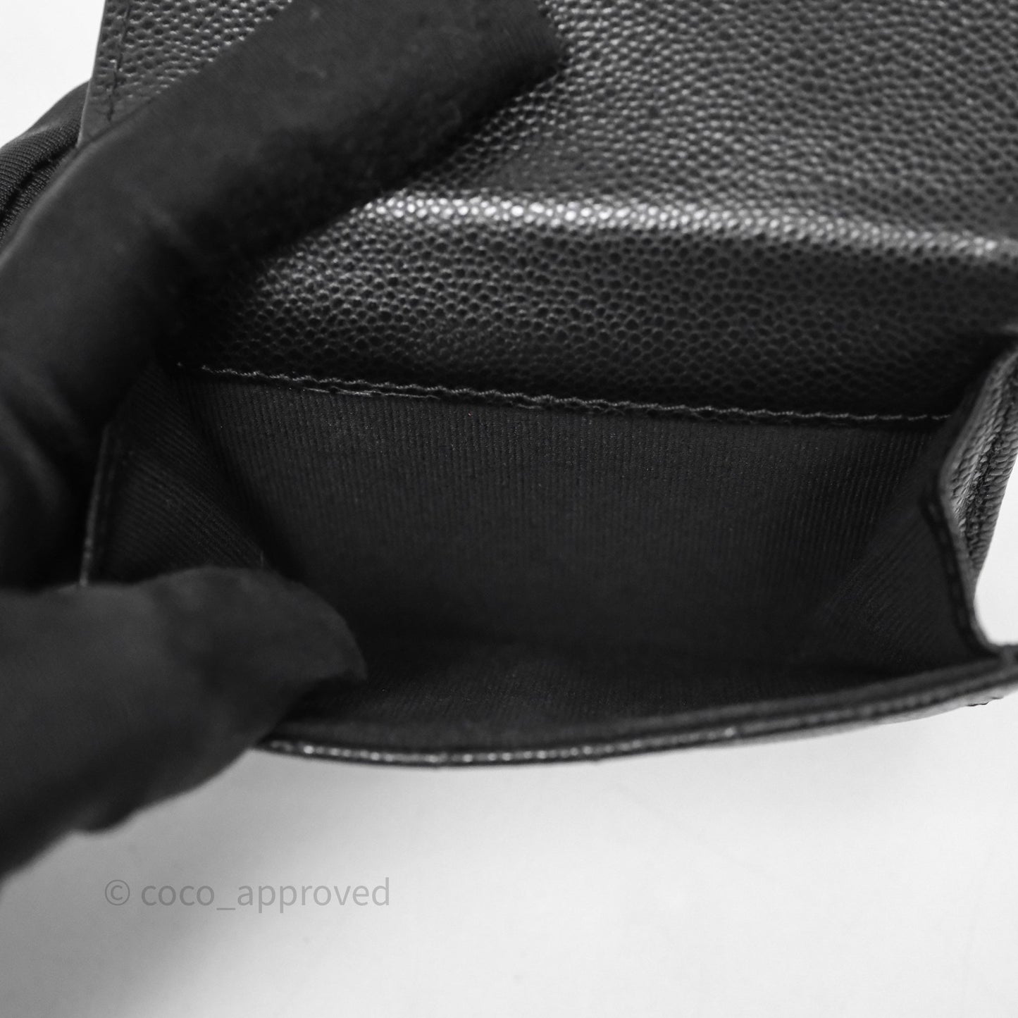 Chanel Small Classic Trifold Wallet Quilted Black Caviar Gold Hardware