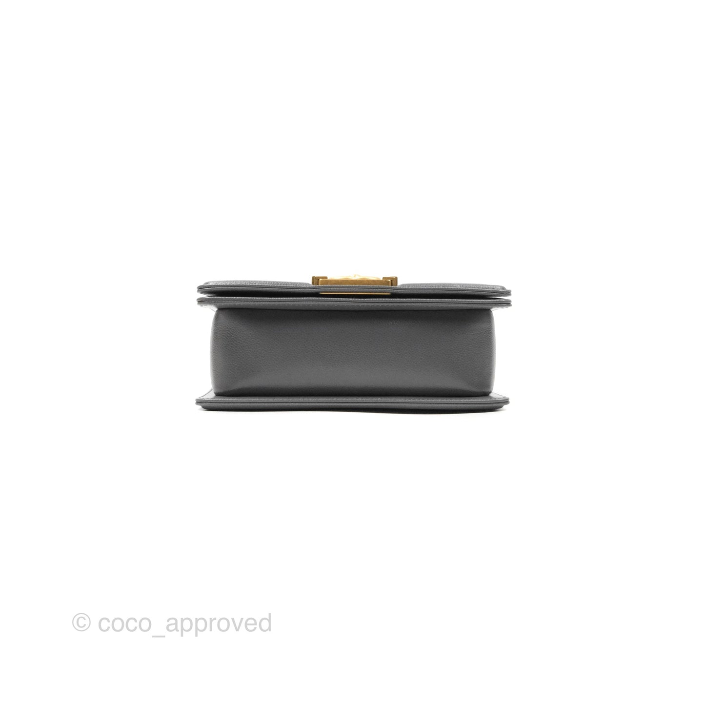Chanel Small Boy Dark Grey Caviar Aged Gold Hardware