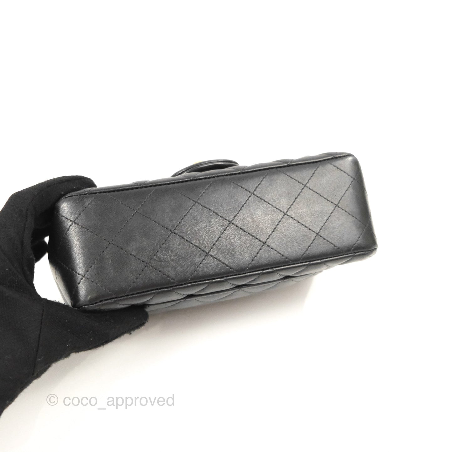 Chanel Quilted Mini Rectangular Flap Black Lambskin Gold Hardware