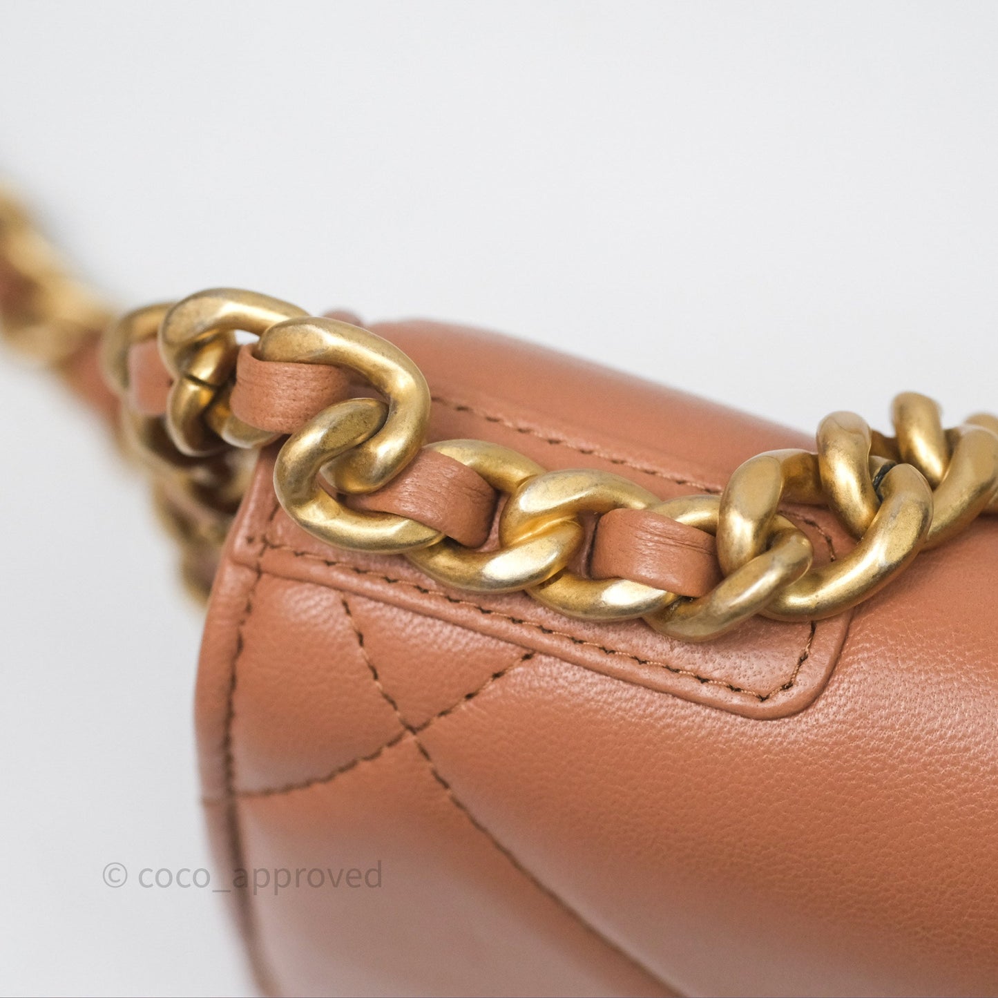 Chanel 19 Wallet on Chain WOC Dark Beige Caramel Lambskin Mixed Hardware