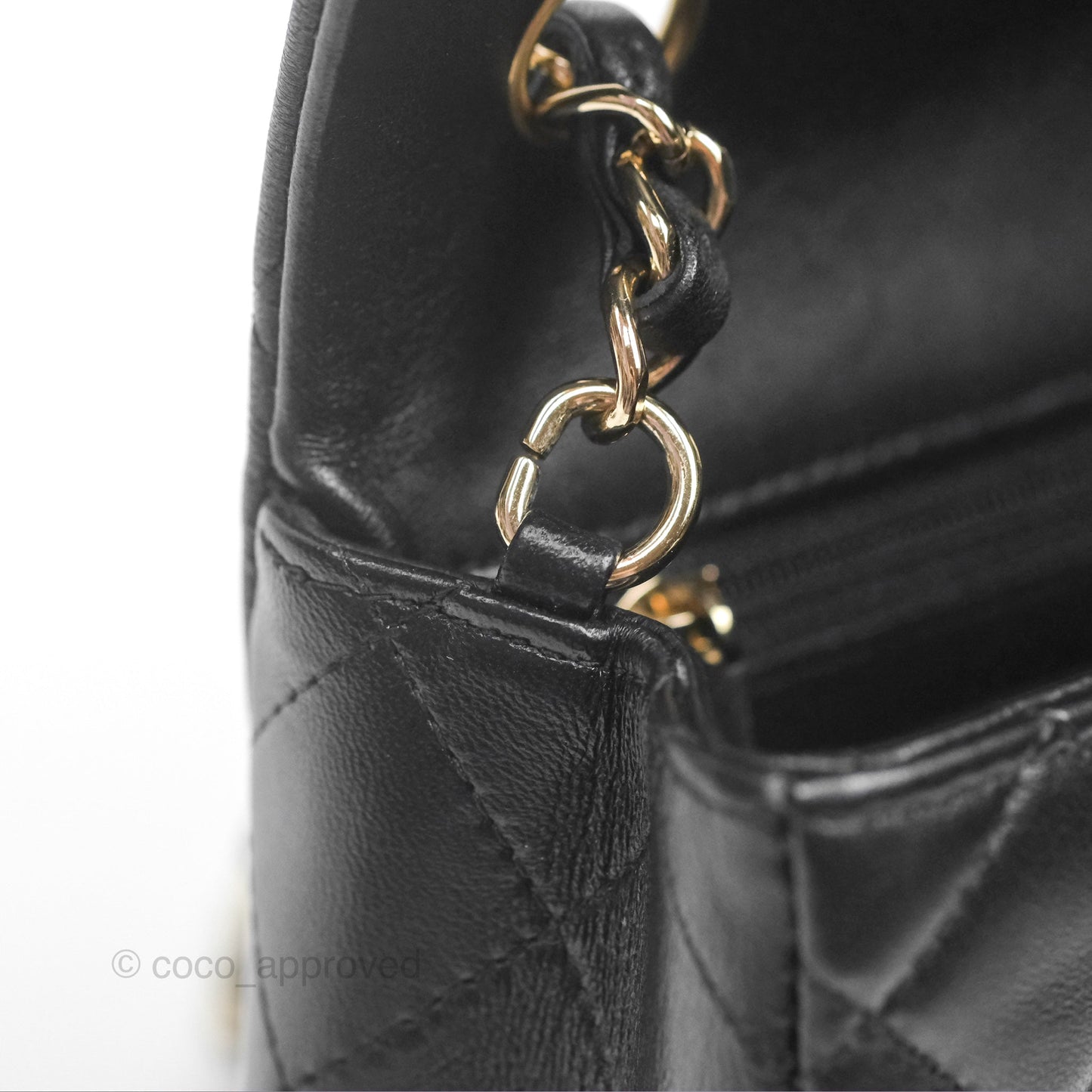 Chanel Mini Rectangular Flap Quilted Black Lambskin Gold Hardware