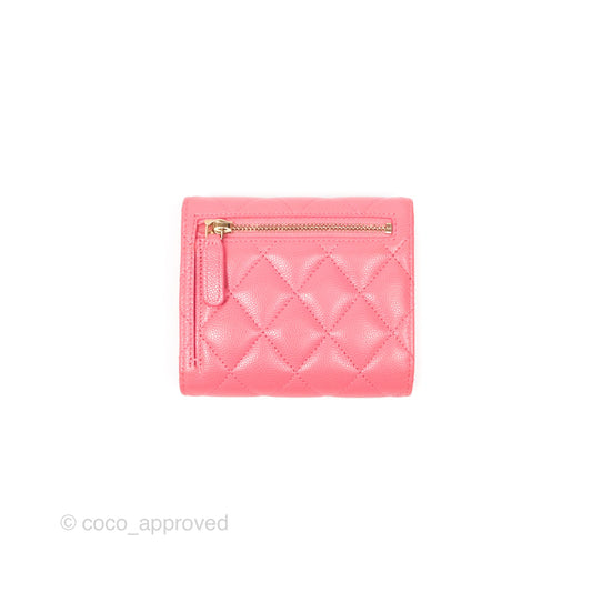 Chanel Classic Short Flap Wallet Pink Caviar Gold Hardware⁣