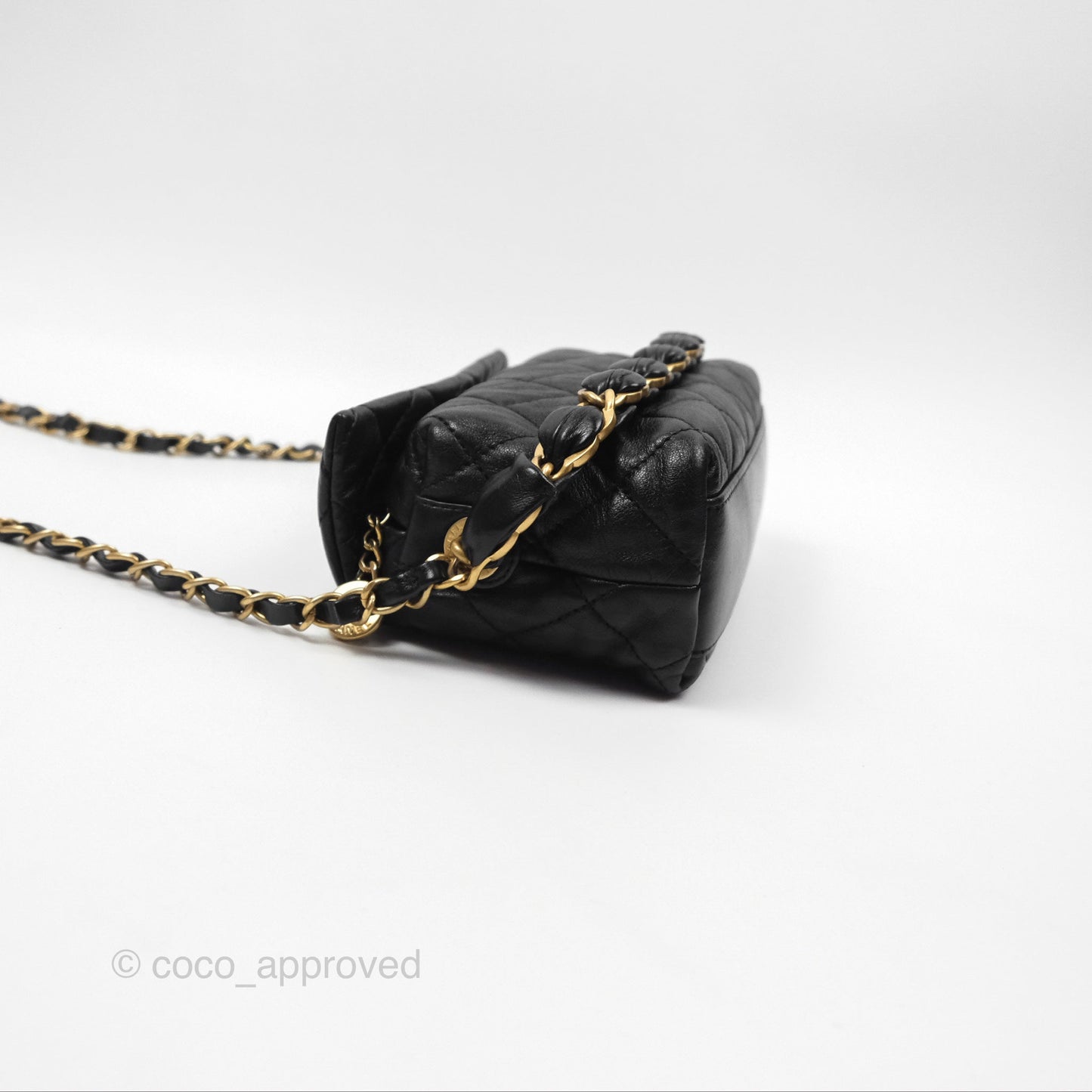 Chanel Small Hobo Bag Crumpled Black Lambskin Aged Gold Hardware 21S