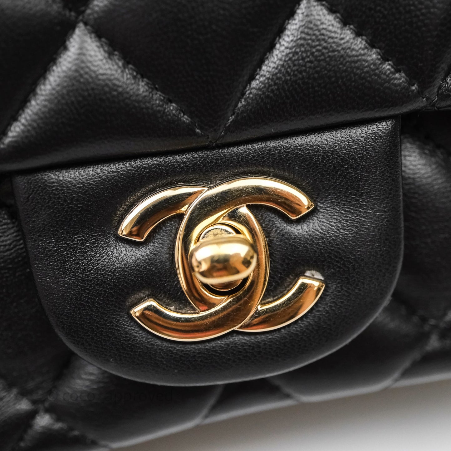 Chanel Mini Square Quilted Black Lambskin Gold Hardware
