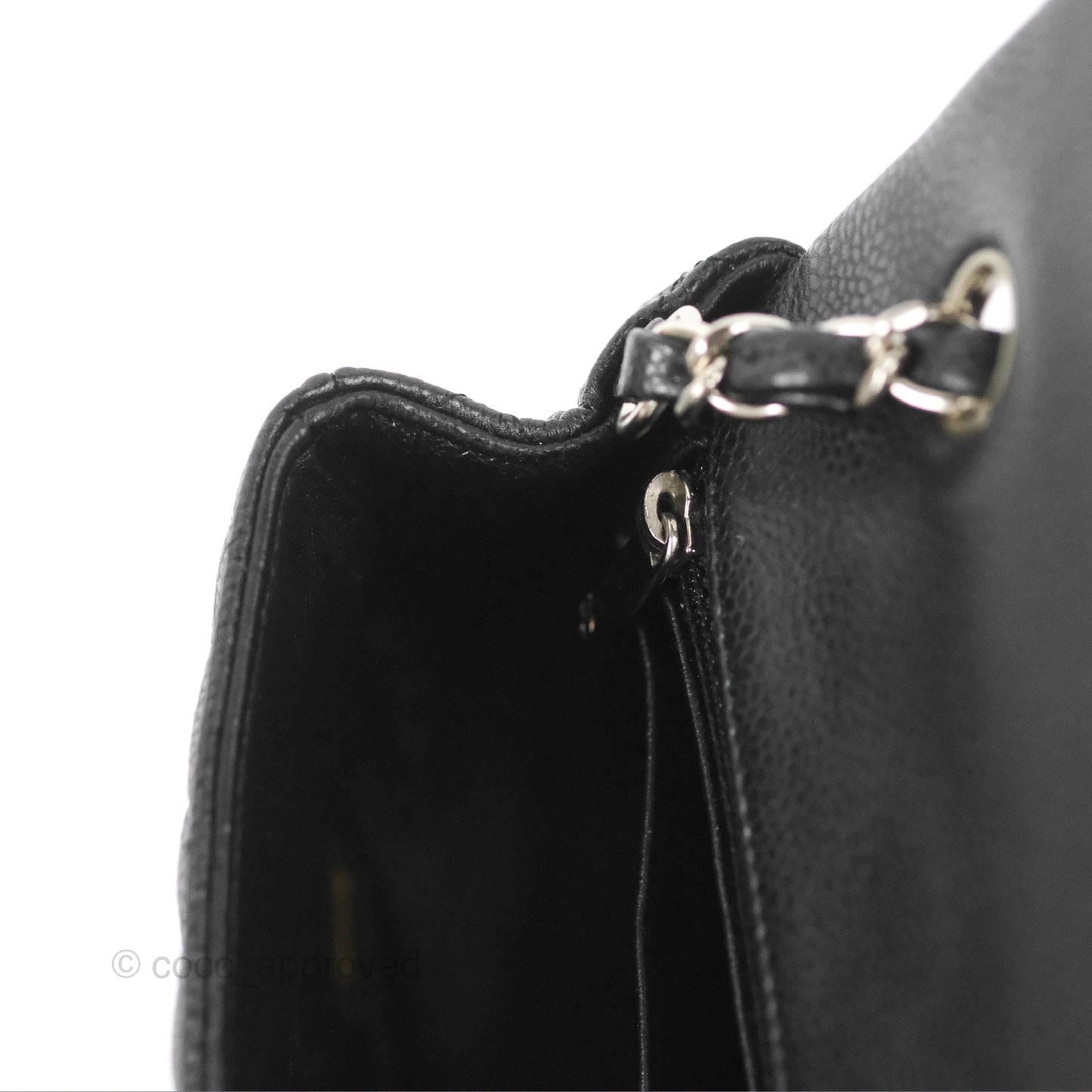 Chanel Quilted Mini Rectangular Flap Black Caviar Silver Hardware