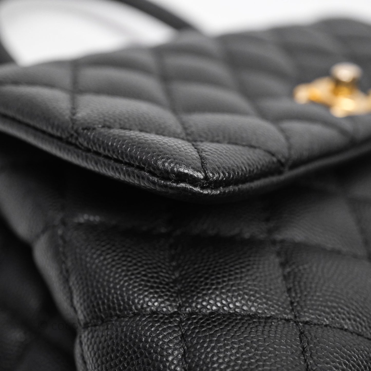 Chanel Small Quilted Coco Handle Black Caviar Aged Gold Hardware