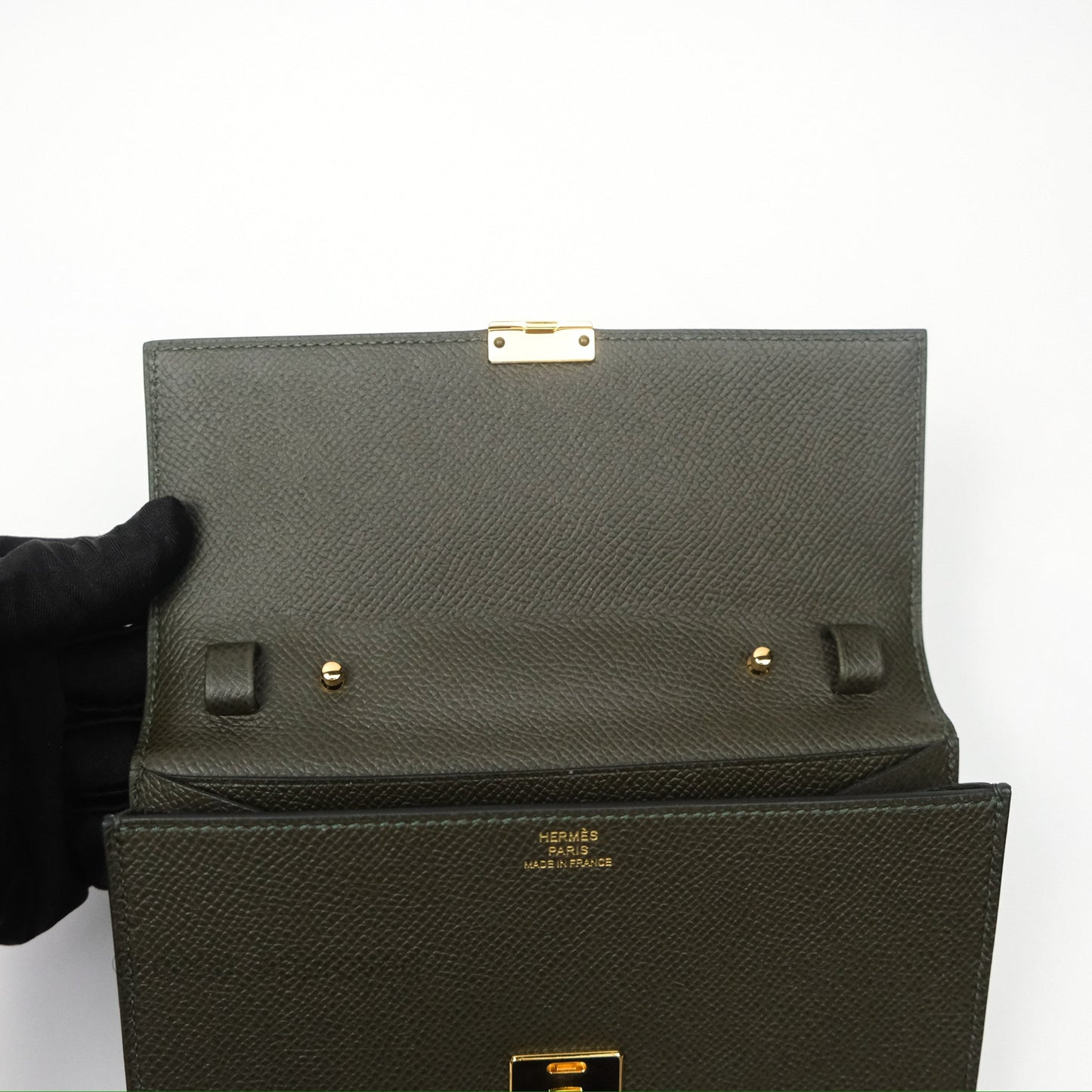 Hermès Clic 16 Wallet On Chain Vert De Gris Epsom Gold Hardware