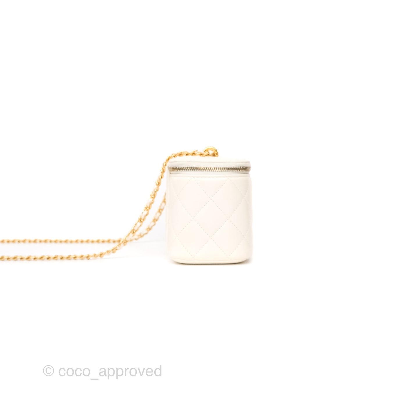 Chanel Vanity with Double Chain White Shiny Lambskin 23C