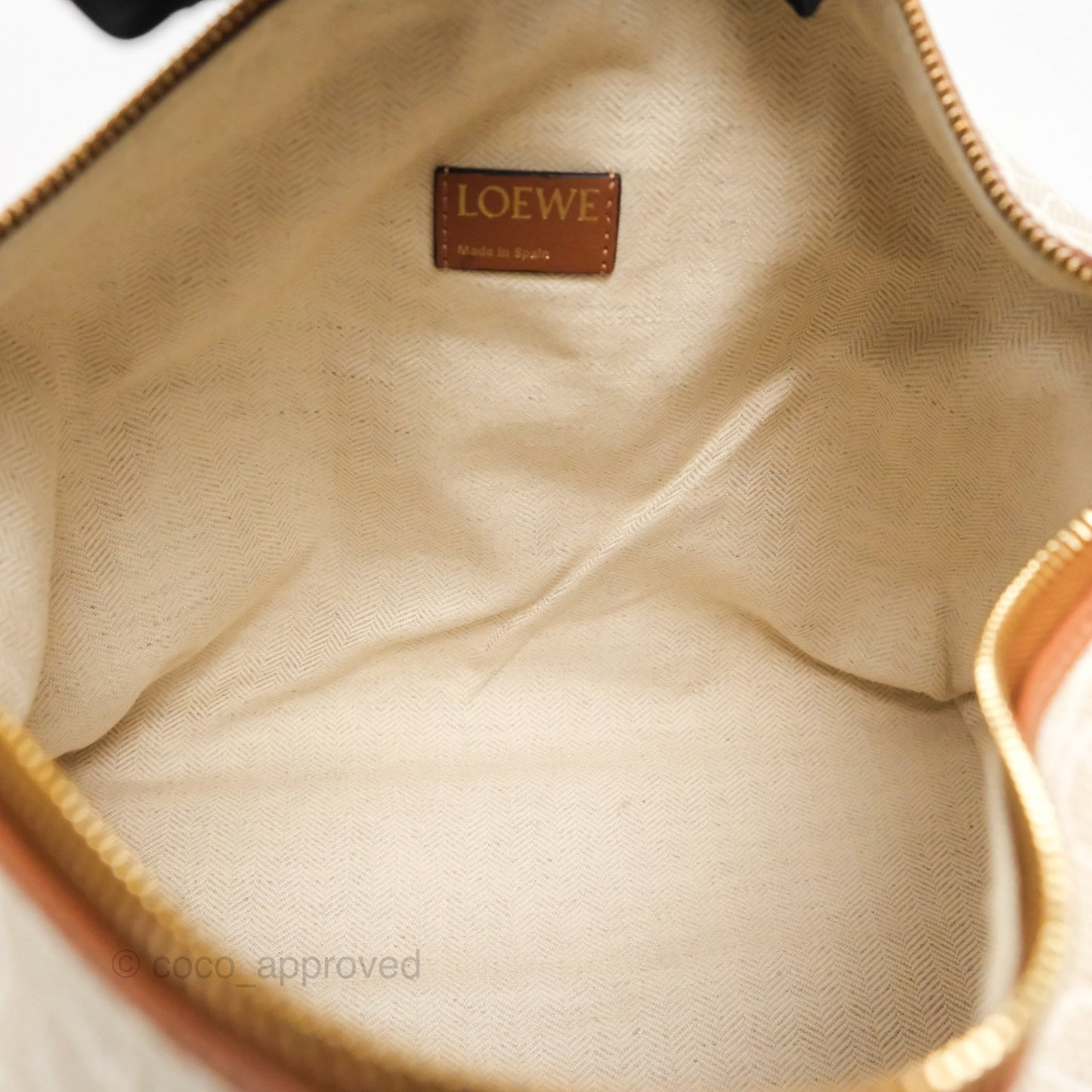 Loewe Medium Cubi Bag Anagram Jacquard & Calfskin Ecru/Tan
