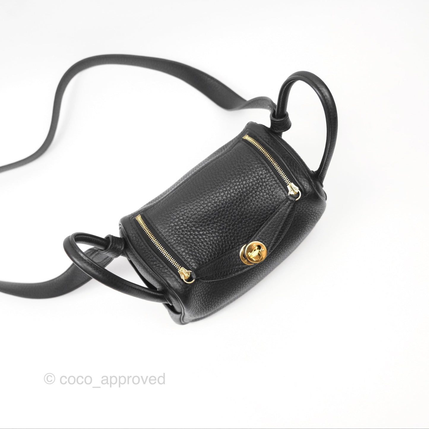 Hermès Mini Lindy 20 Noir 89 Clemence Gold Hardware