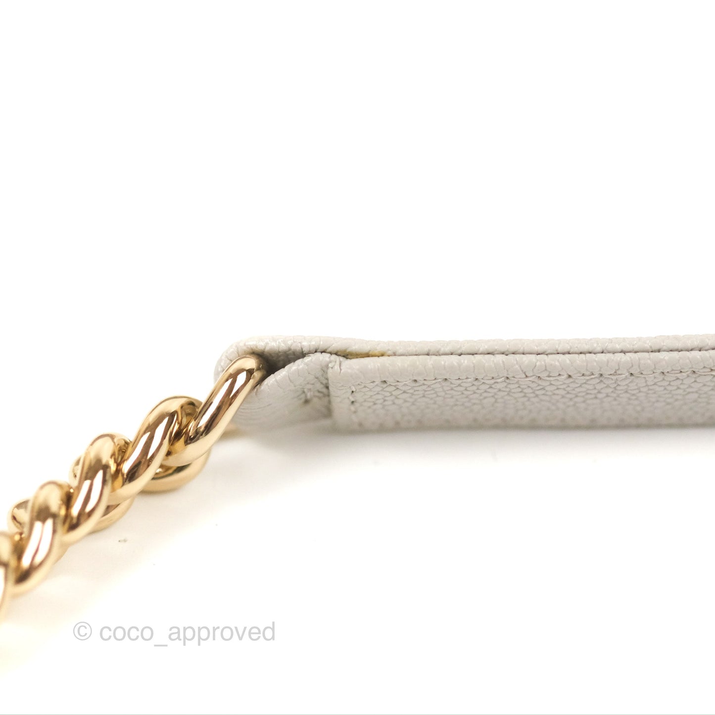 Chanel Quilted Boy Wallet on Chain WOC Light Grey Caviar Gold Hardware