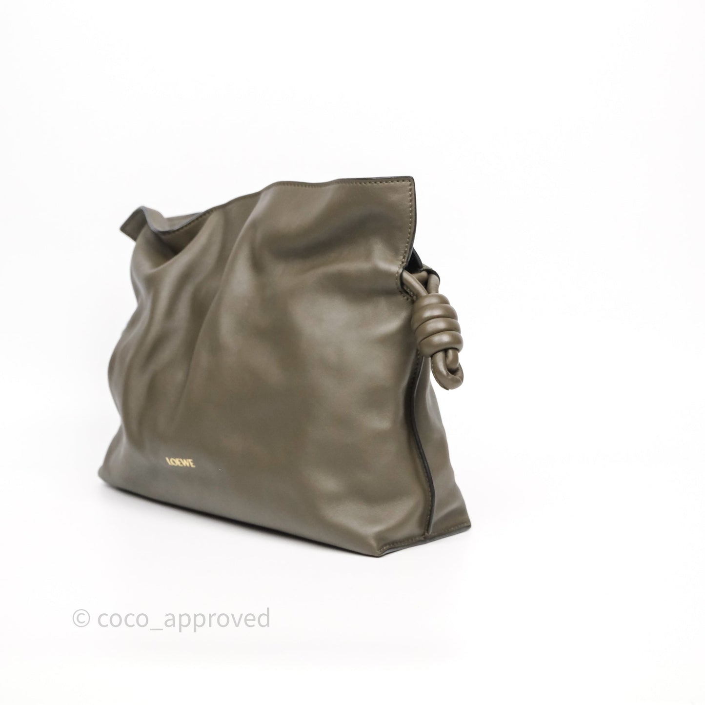 Loewe Flamenco Clutch Medium in Nappa Calfskin Dark Khaki Green