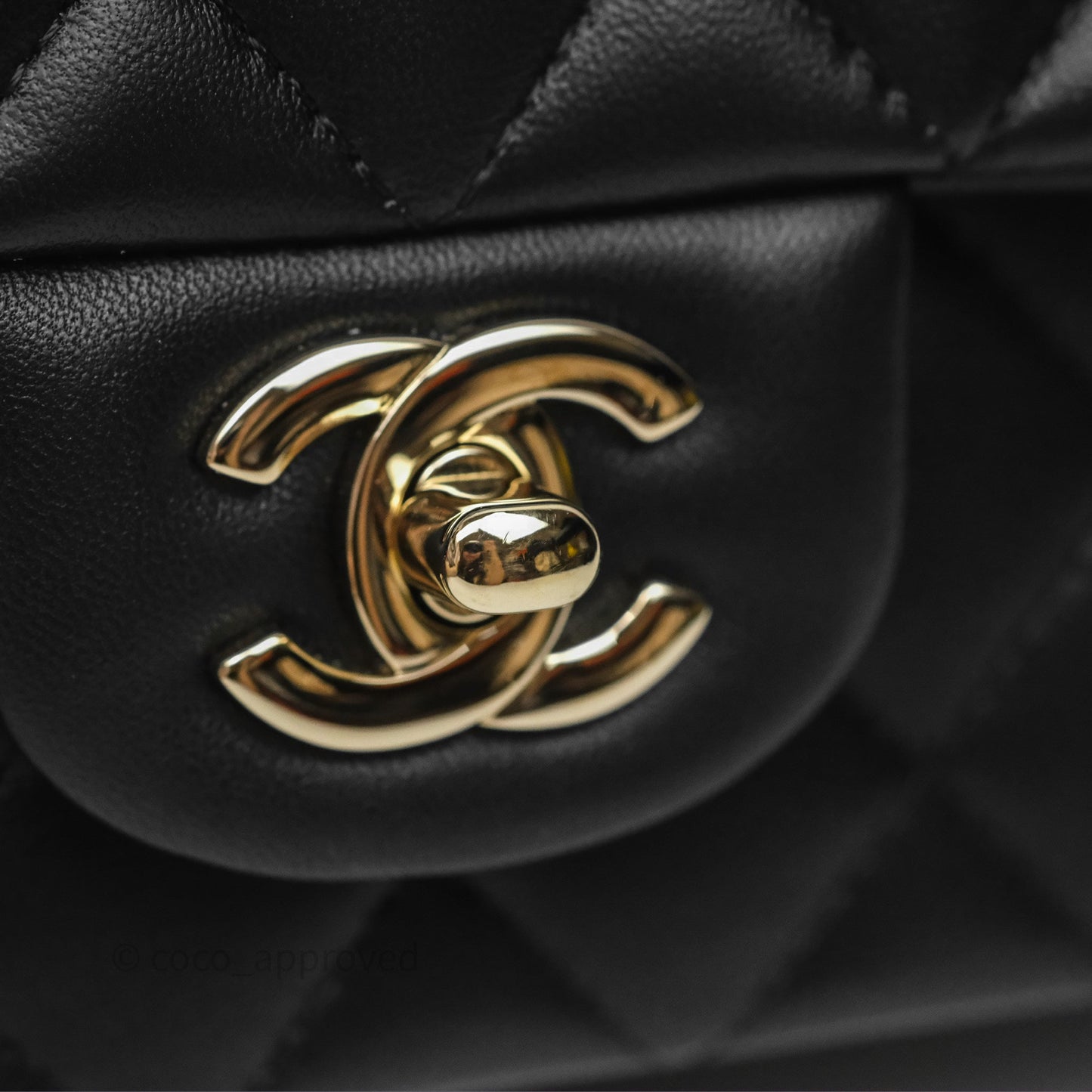 Chanel Top Handle Mini Rectangular Flap Black Lambskin Gold Hardware