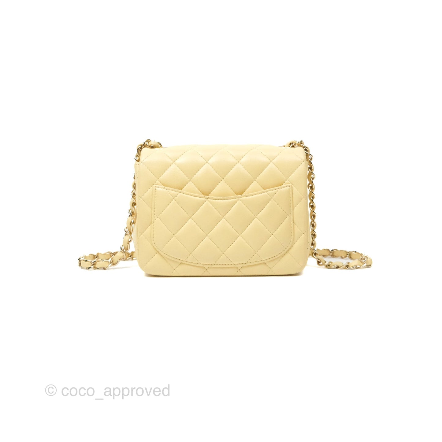 Chanel Mini Square Quilted Yellow Lambskin Gold Hardware