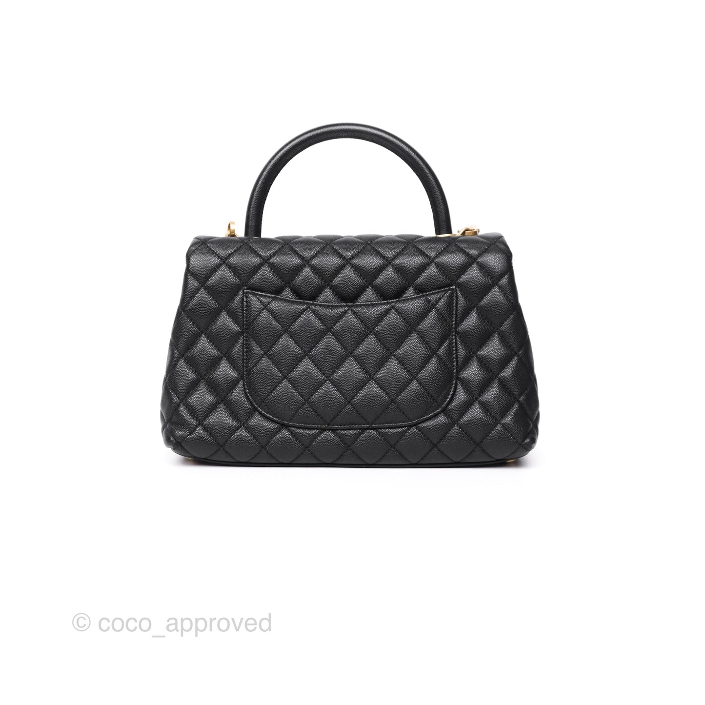 Chanel Medium Coco Handle Quilted Black Caviar Aged Gold Hardware
