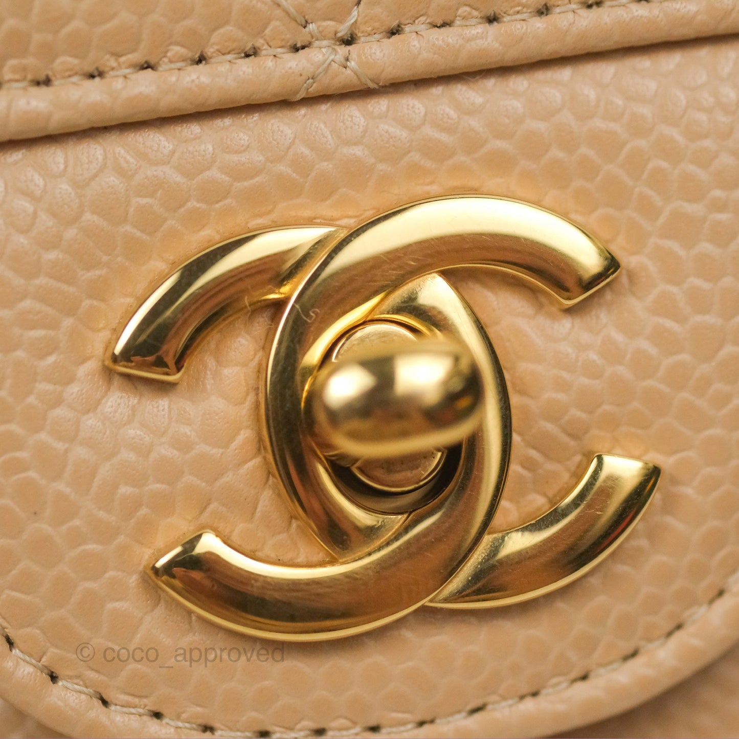 Chanel Small Quilted Classic Flap Beige Caviar Gold Hardware
