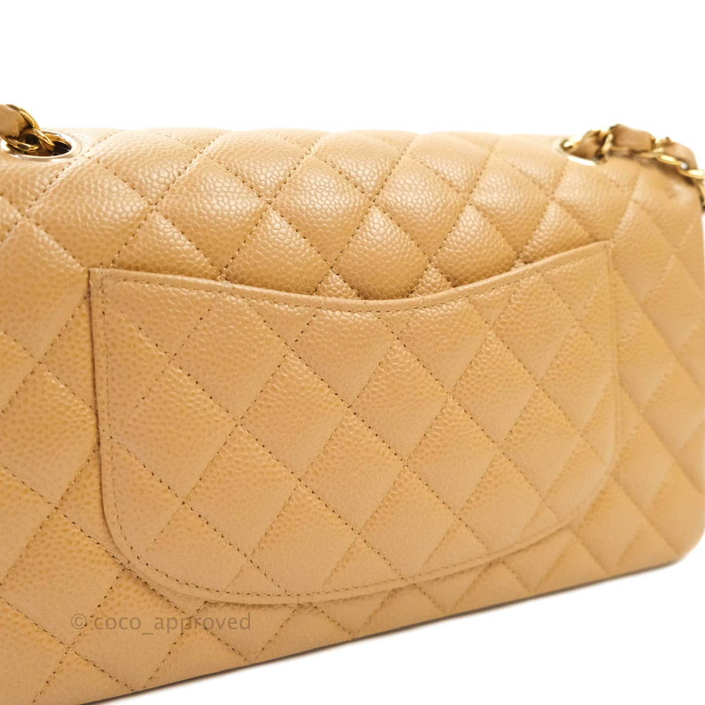 Chanel Classic M/L Medium Double Flap Dark Beige Caviar 24K Gold Hardware