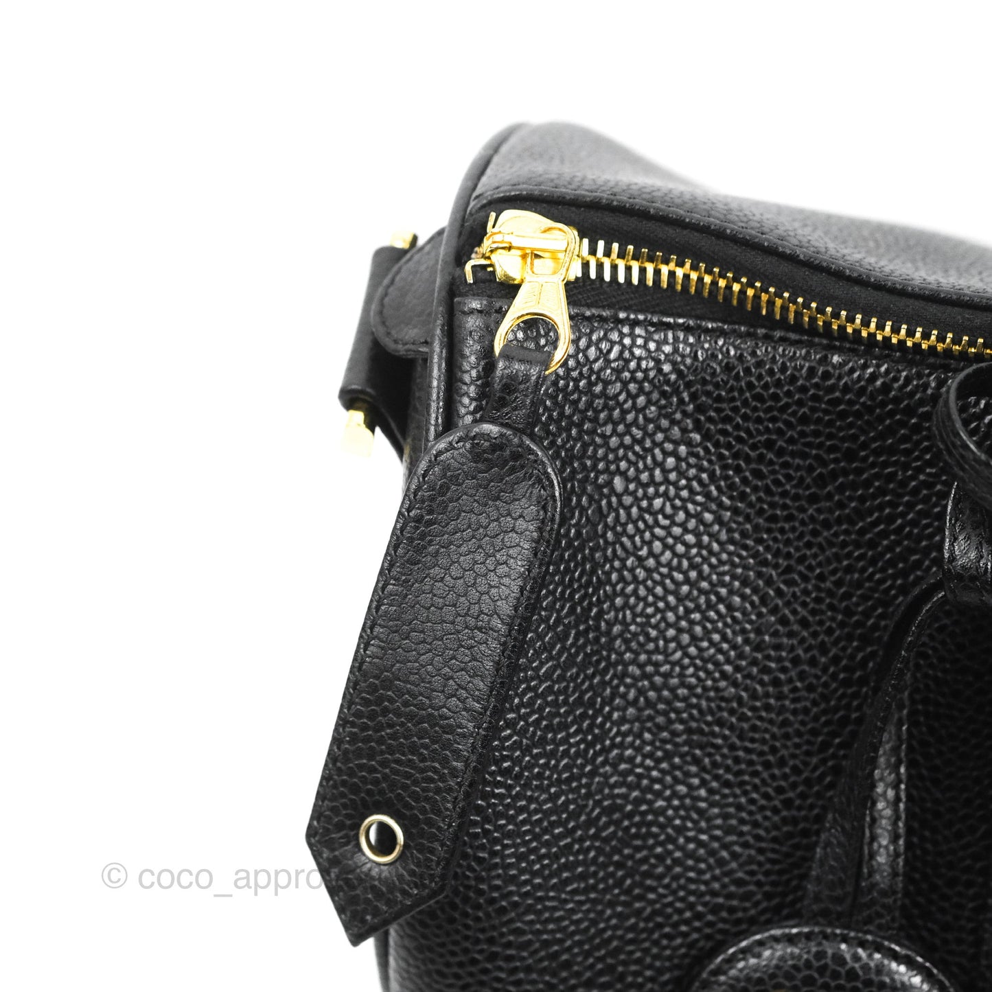 Chanel Vintage Boston Bag Black Caviar Gold Hardware