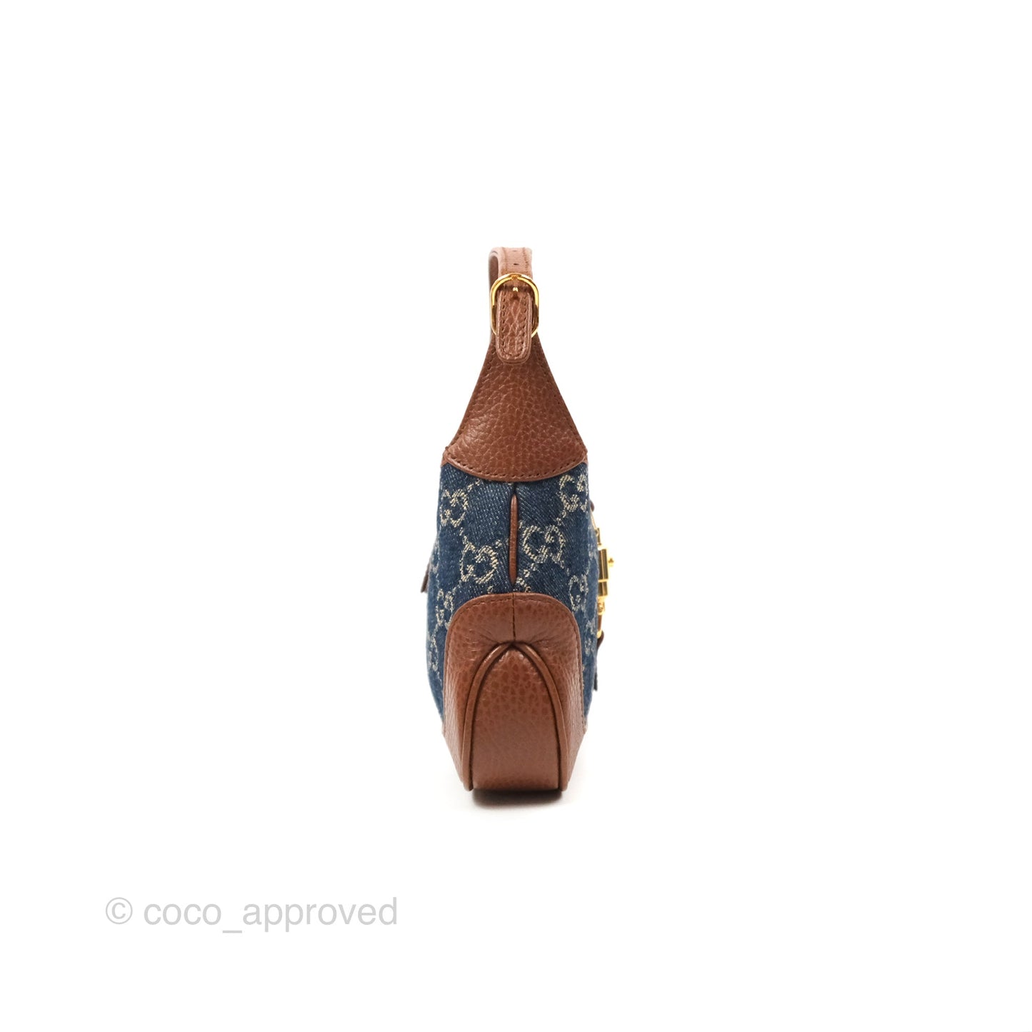 Gucci Jackie 1961 GG Supreme Denim Mini Shoulder Bag Gold Hardware