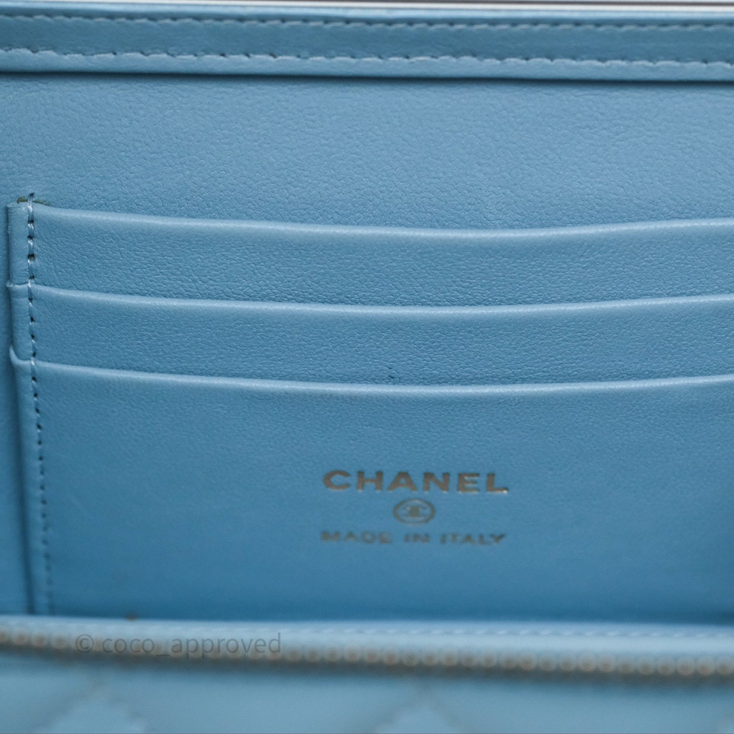 Chanel Vanity Rectangular Top Handle Blue Lambskin Gold Hardware