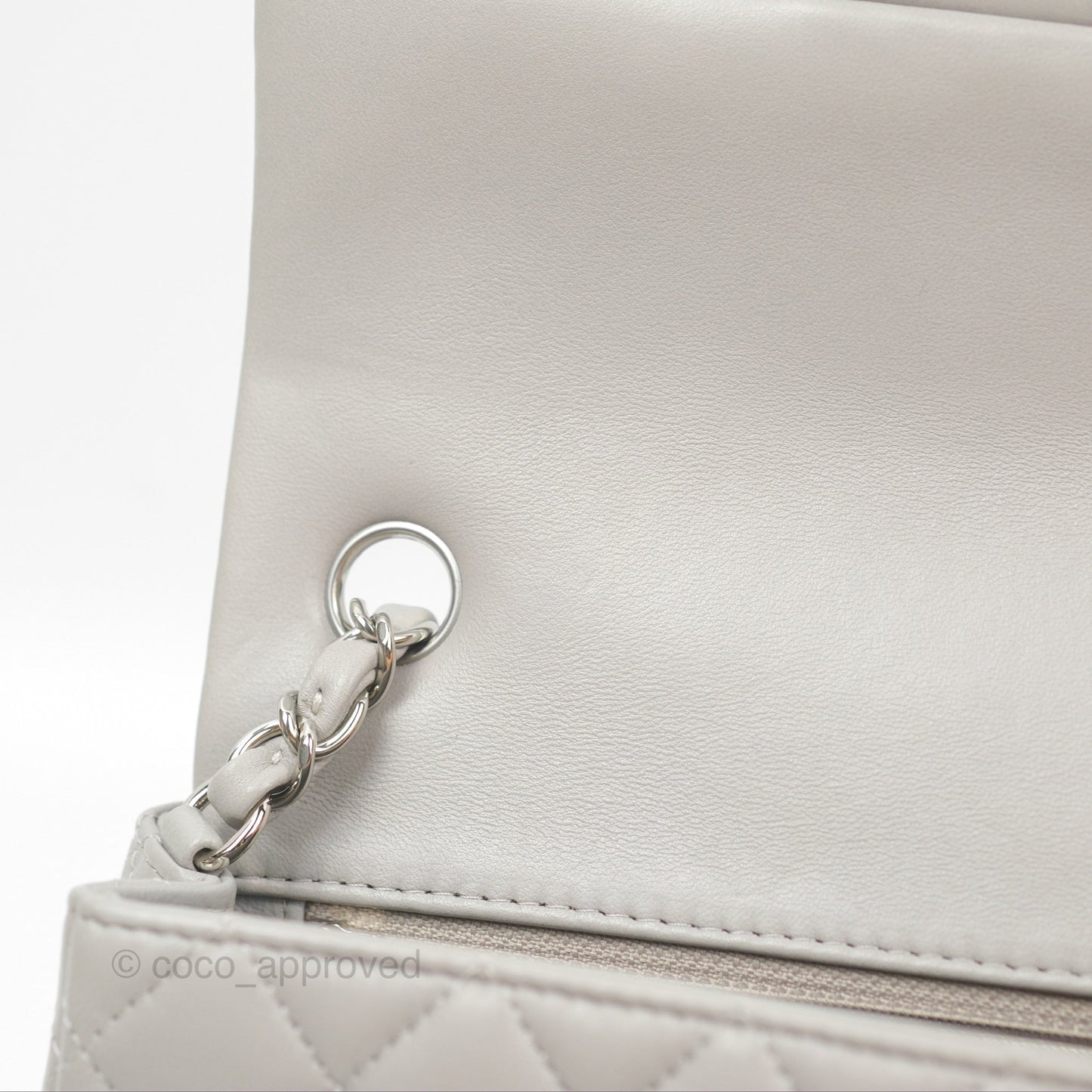Chanel Quilted Mini Rectangular Grey Lambskin Silver Hardware