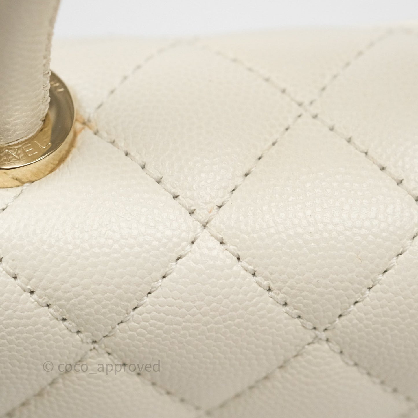 Chanel Mini Coco Handle Quilted Ivory White Caviar Gold Hardware