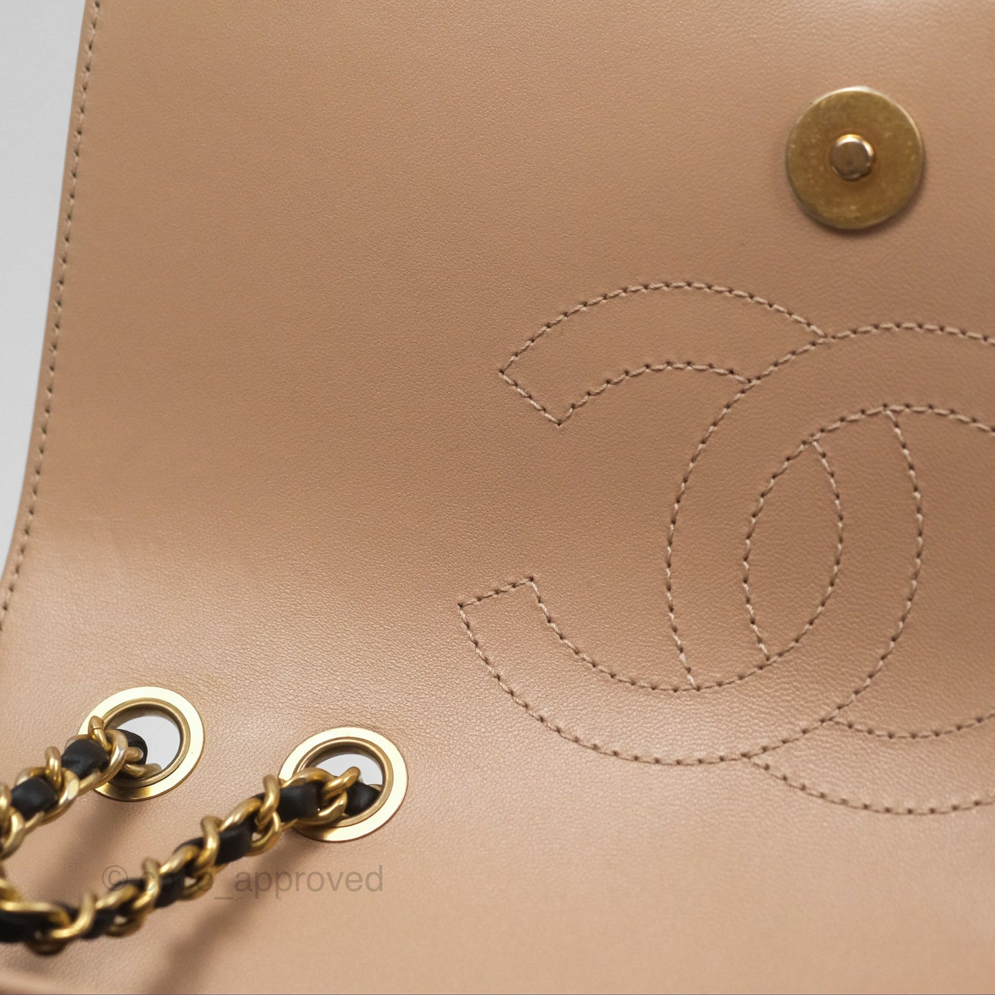 Chanel Quilted Small CC Filigree Flap Beige Black Caviar