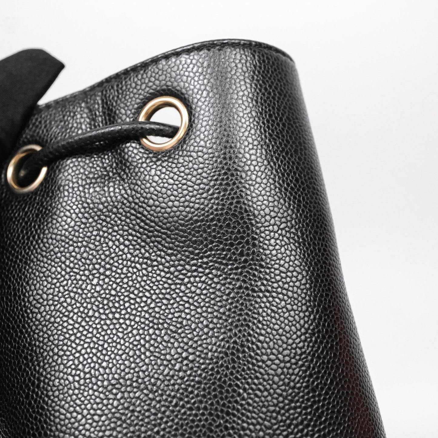 Chanel Business Affinity Drawstring Bucket Bag Black Caviar Gold Hardware