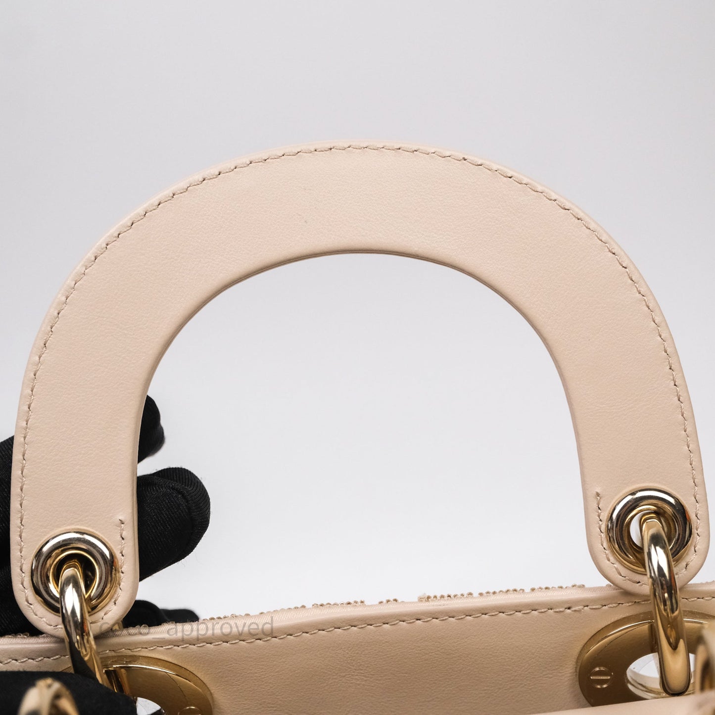 Christian Dior Mini Dior Caramel Beige Microbead-Embroidered Cotton with Cannage Motif