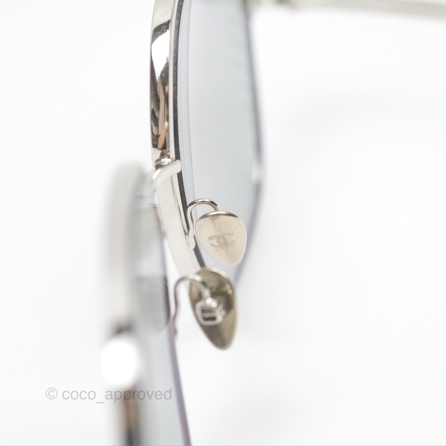 Chanel Gradient Lenses Square Sunglasses Silver Tone