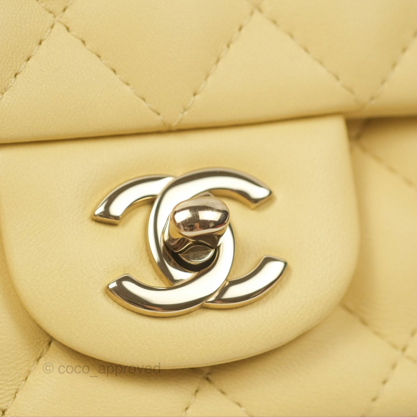 Chanel Mini Square Quilted Yellow Lambskin Gold Hardware