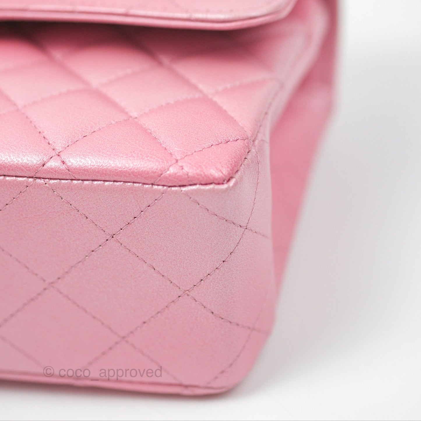 Chanel Classic M/L Medium Flap Quilted Pink Cloudy Pearly Goatskin Gold Hardware 23S